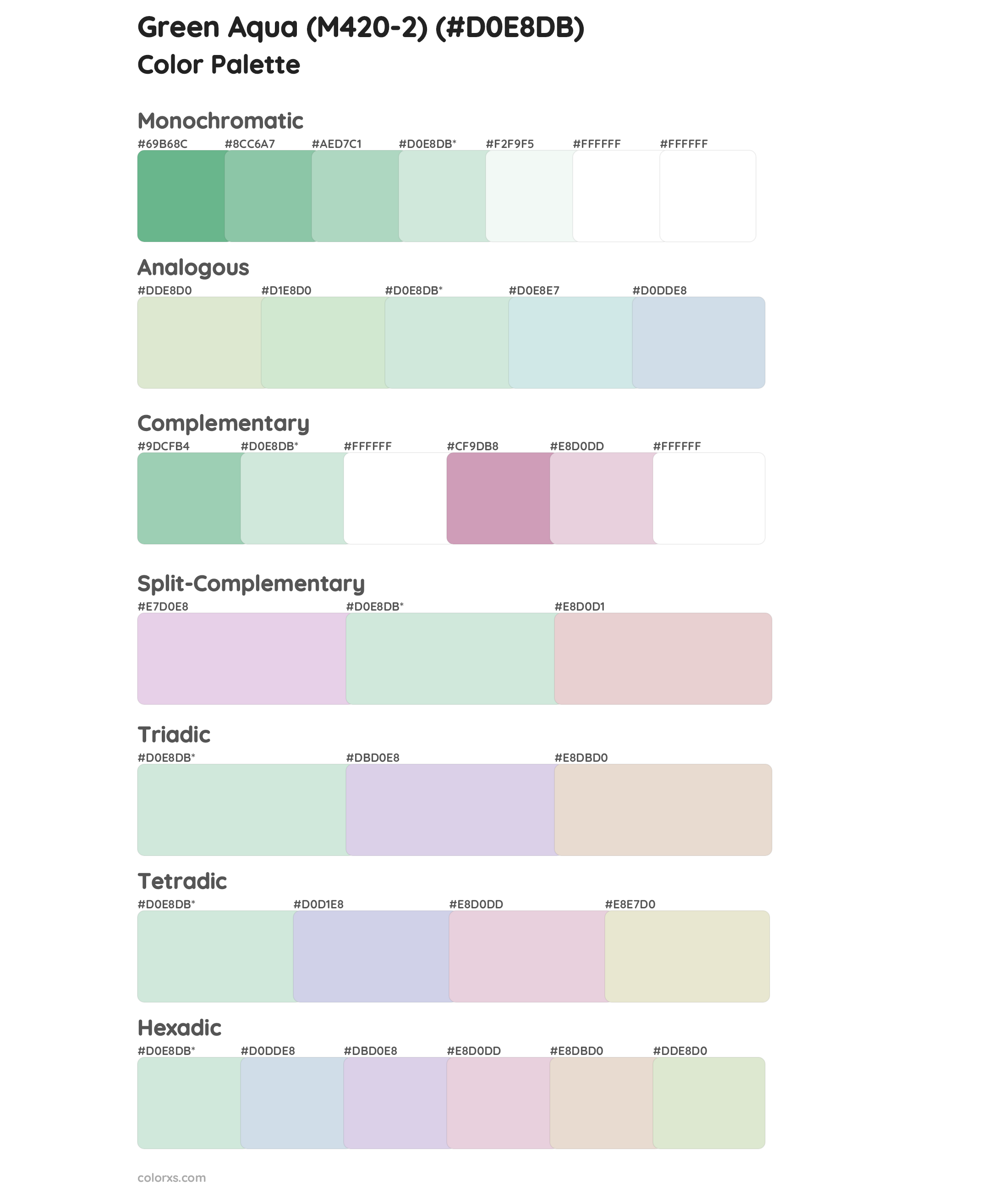 Green Aqua (M420-2) Color Scheme Palettes