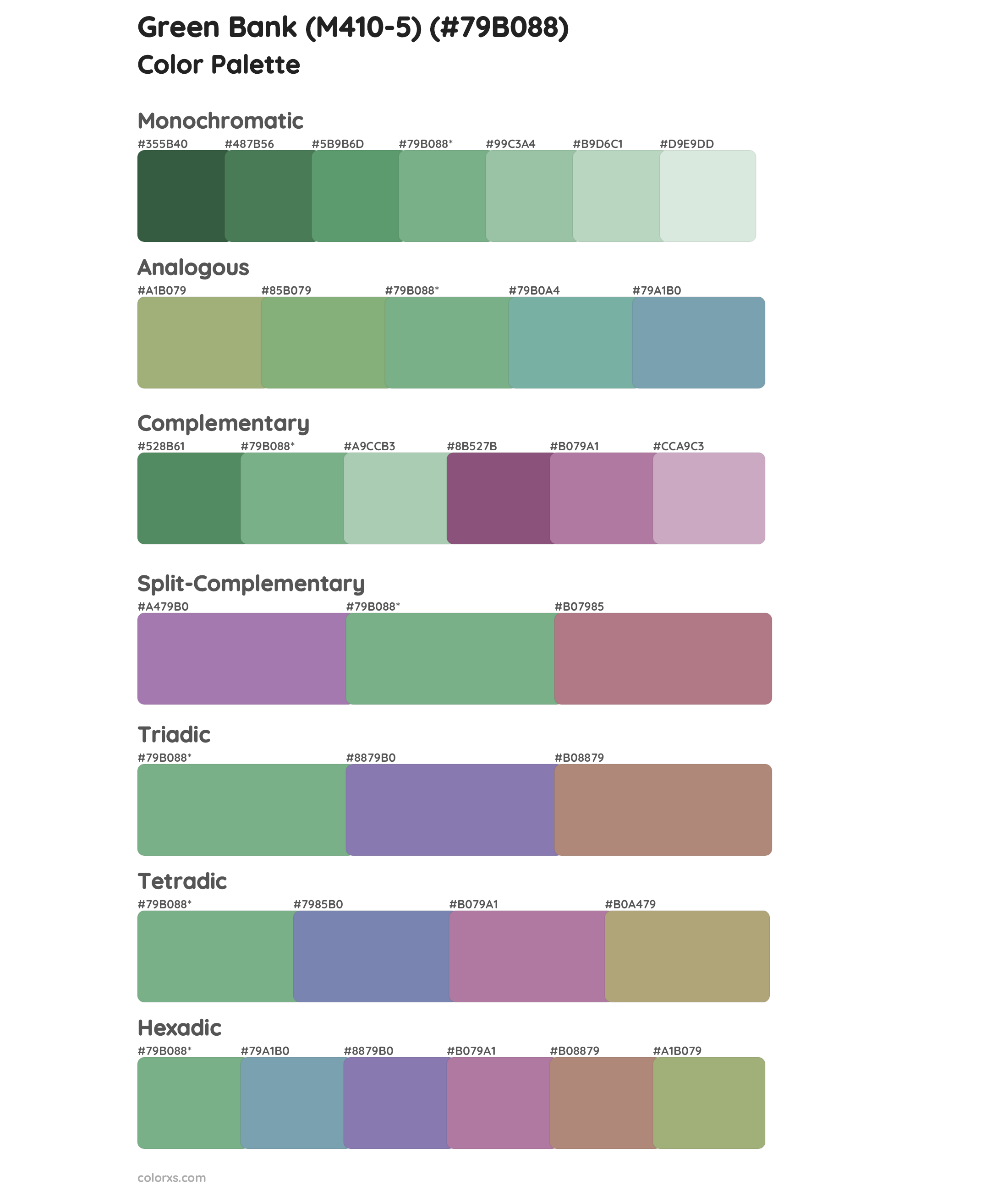 Green Bank (M410-5) Color Scheme Palettes