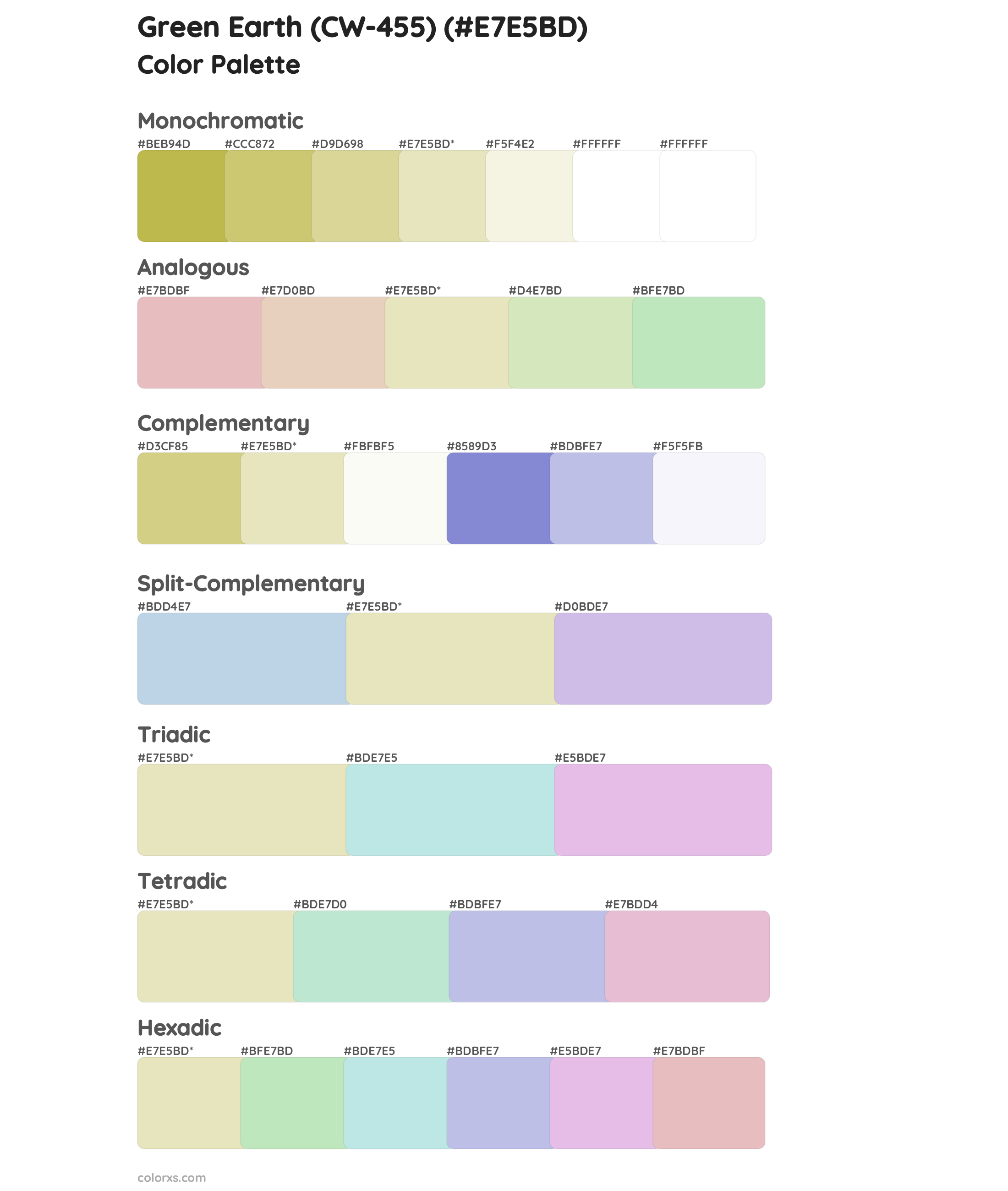 Green Earth (CW-455) Color Scheme Palettes