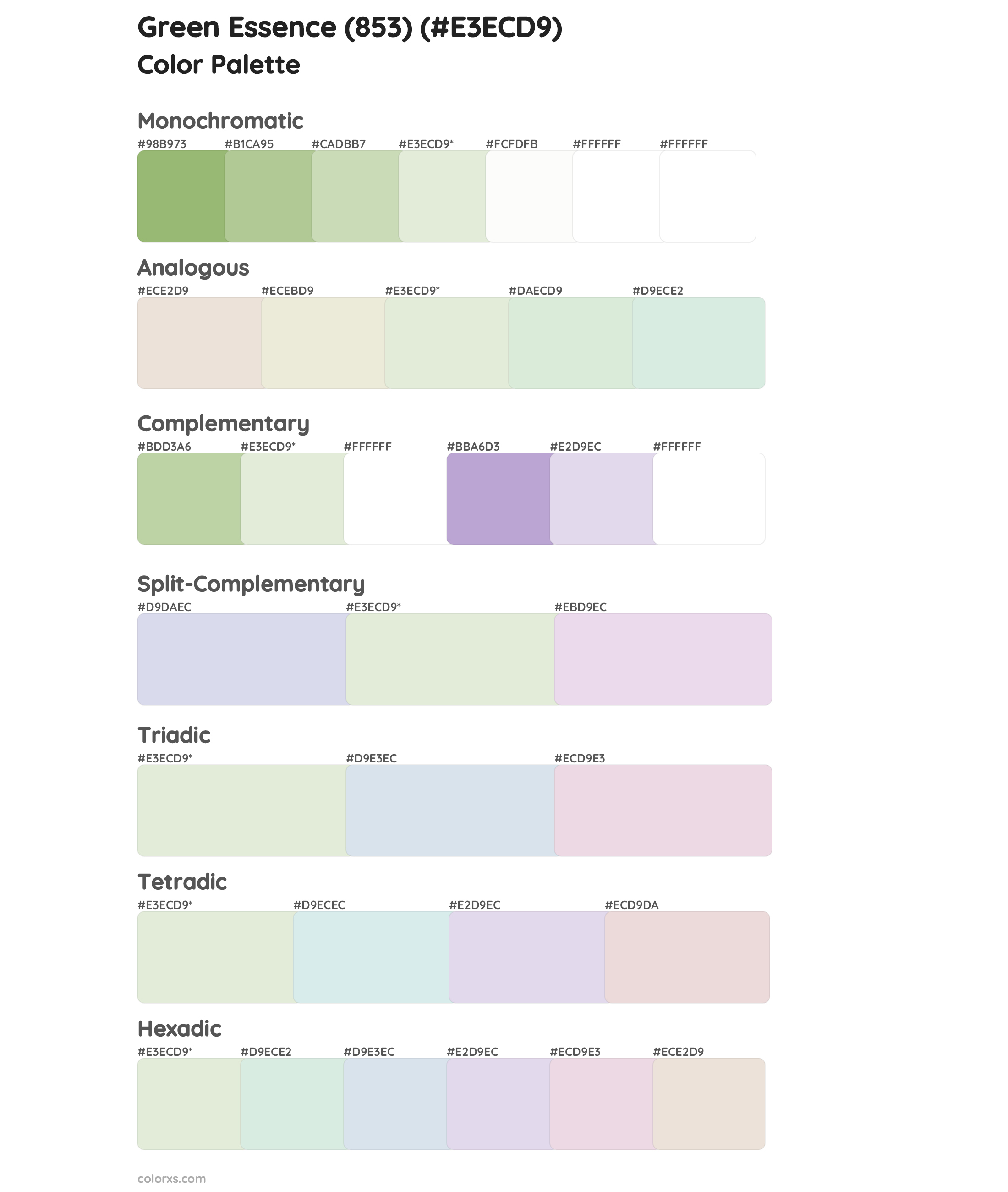 Green Essence (853) Color Scheme Palettes