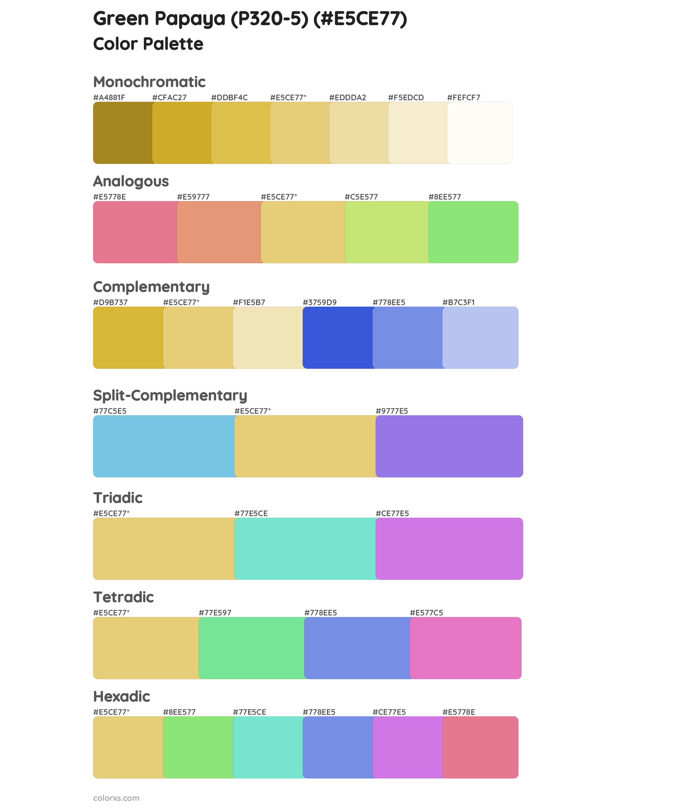 Green Papaya (P320-5) Color Scheme Palettes