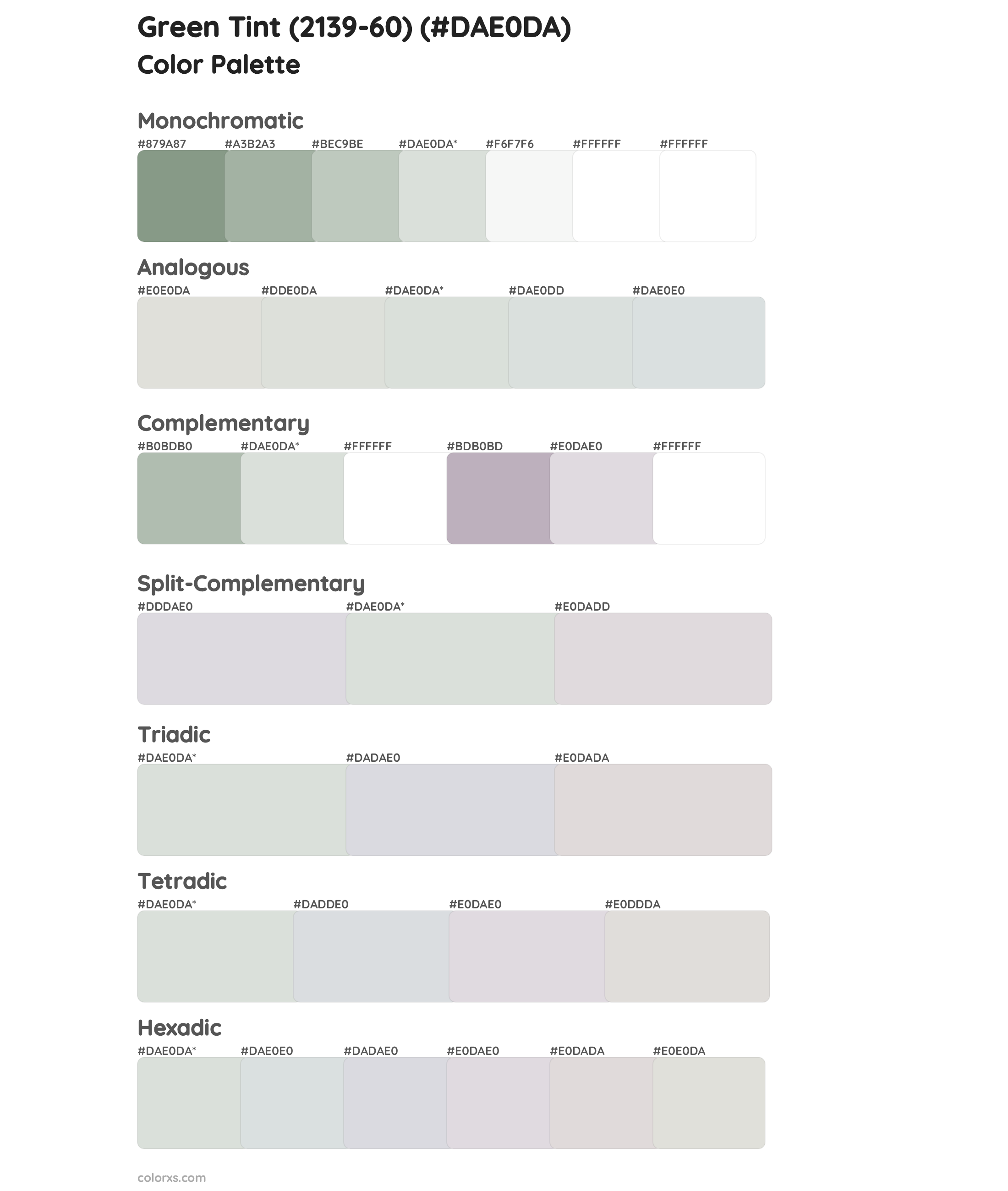 Green Tint (2139-60) Color Scheme Palettes