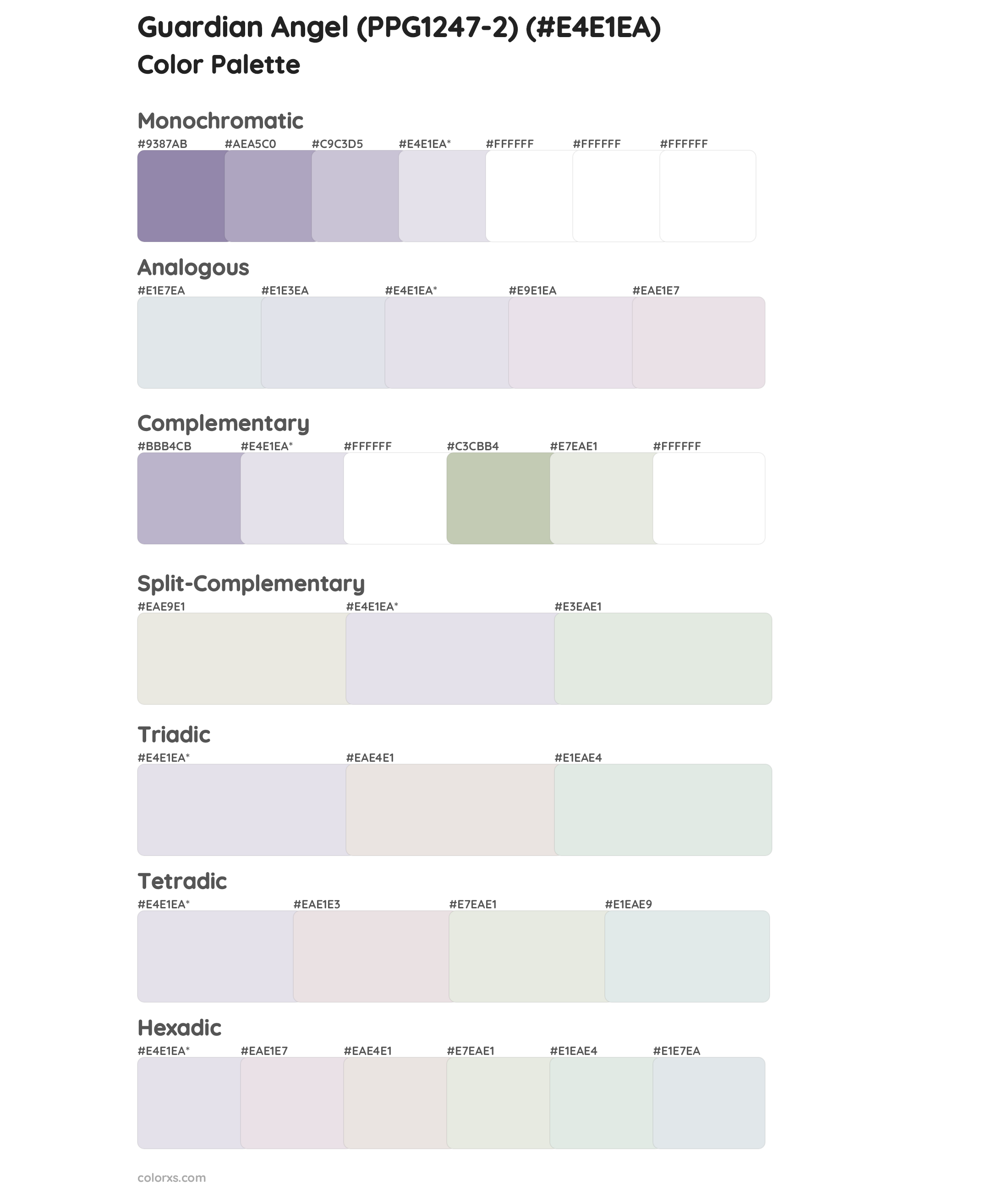 Guardian Angel (PPG1247-2) Color Scheme Palettes