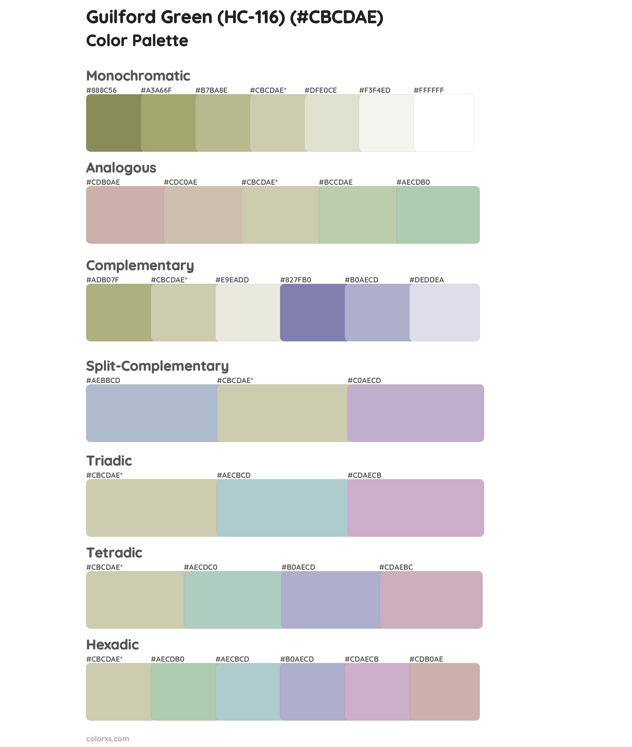 Guilford Green (HC-116) Color Scheme Palettes