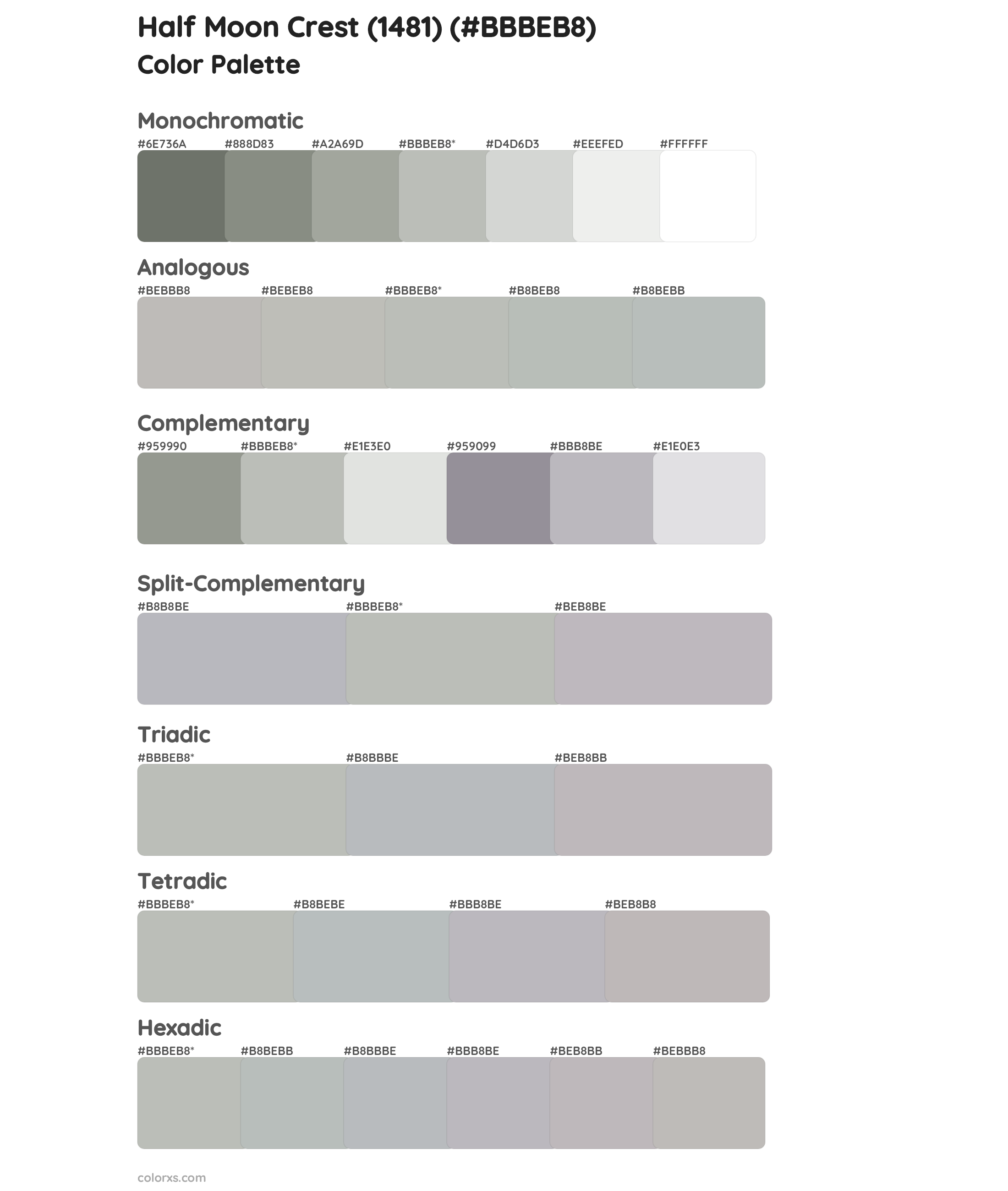 Half Moon Crest (1481) Color Scheme Palettes