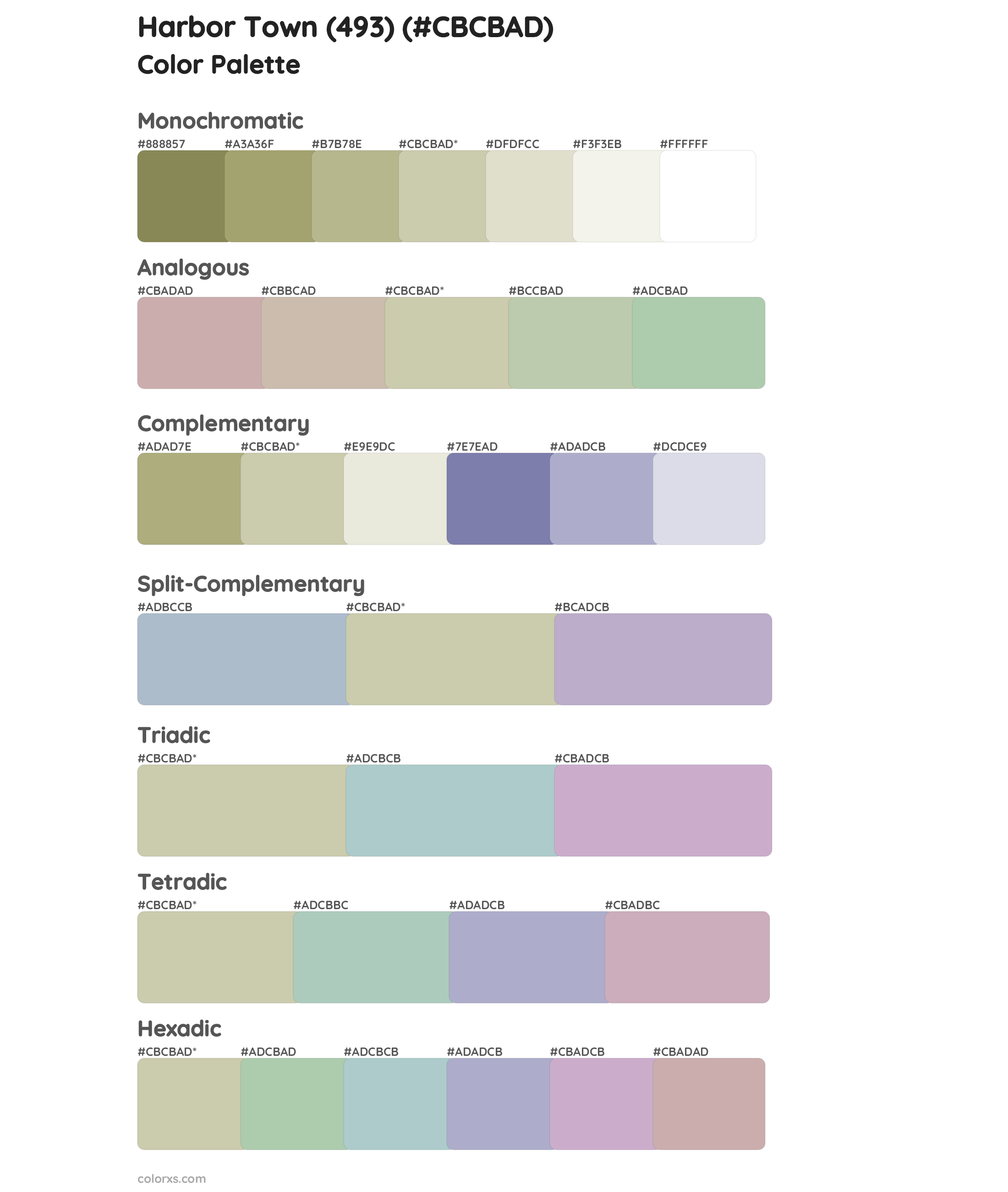 Harbor Town (493) Color Scheme Palettes