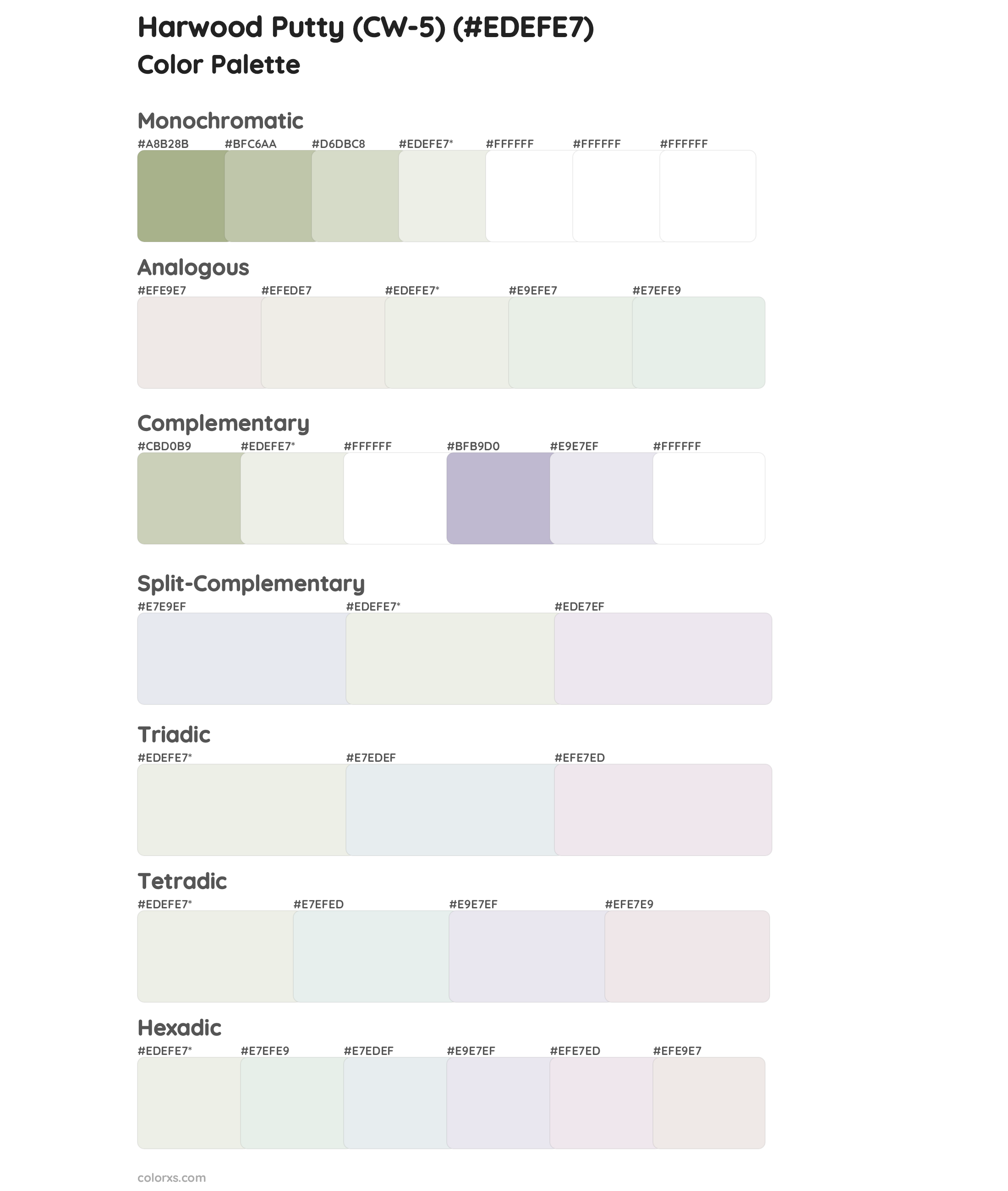 Harwood Putty (CW-5) Color Scheme Palettes