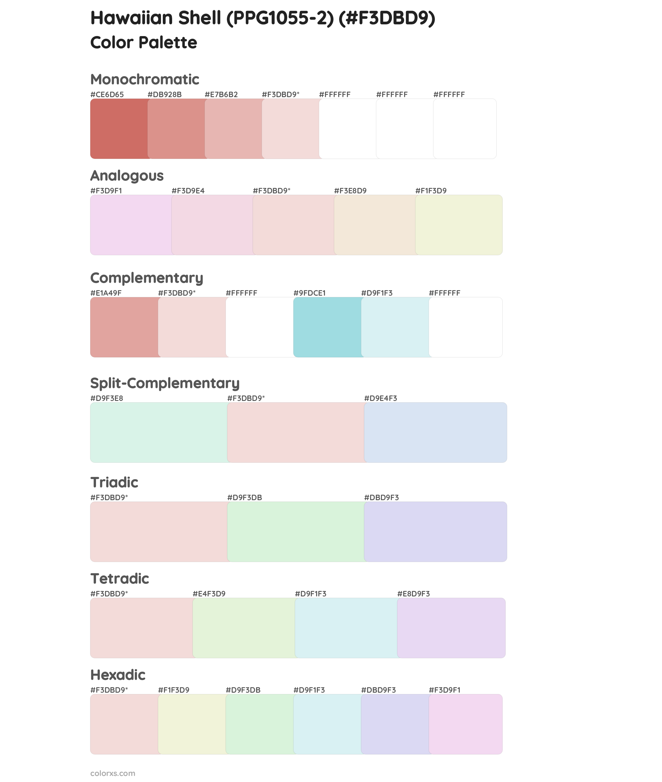 Hawaiian Shell (PPG1055-2) Color Scheme Palettes