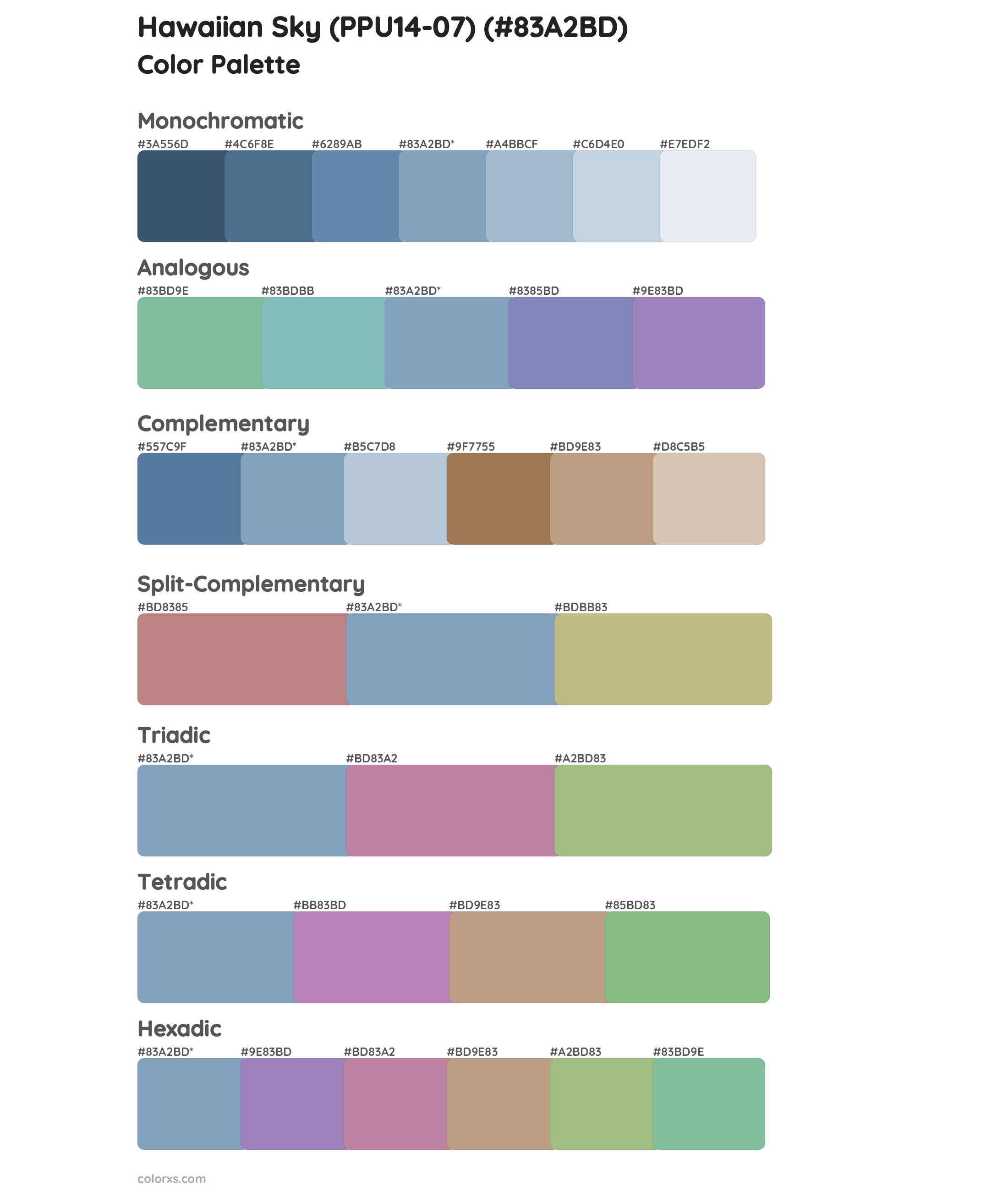 Hawaiian Sky (PPU14-07) Color Scheme Palettes