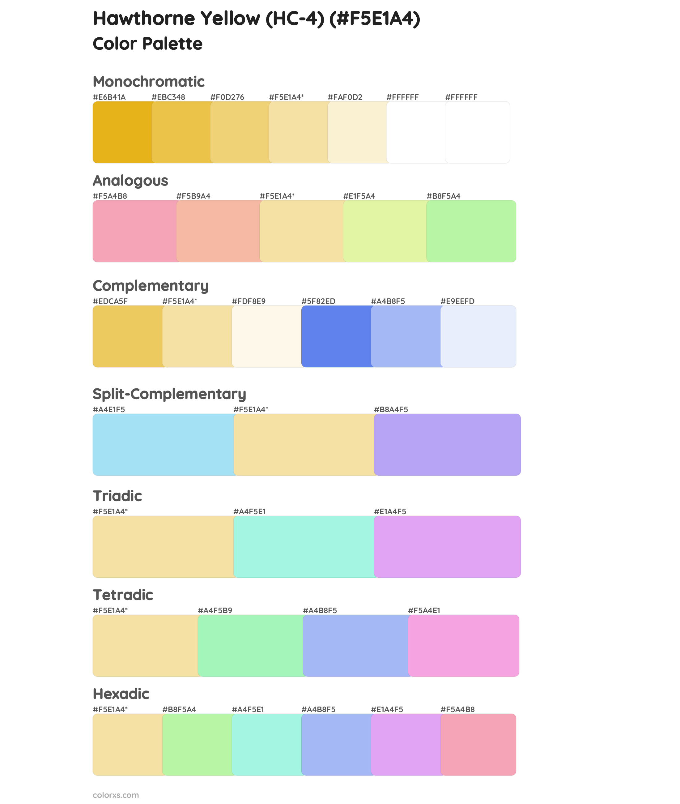 Hawthorne Yellow (HC-4) Color Scheme Palettes