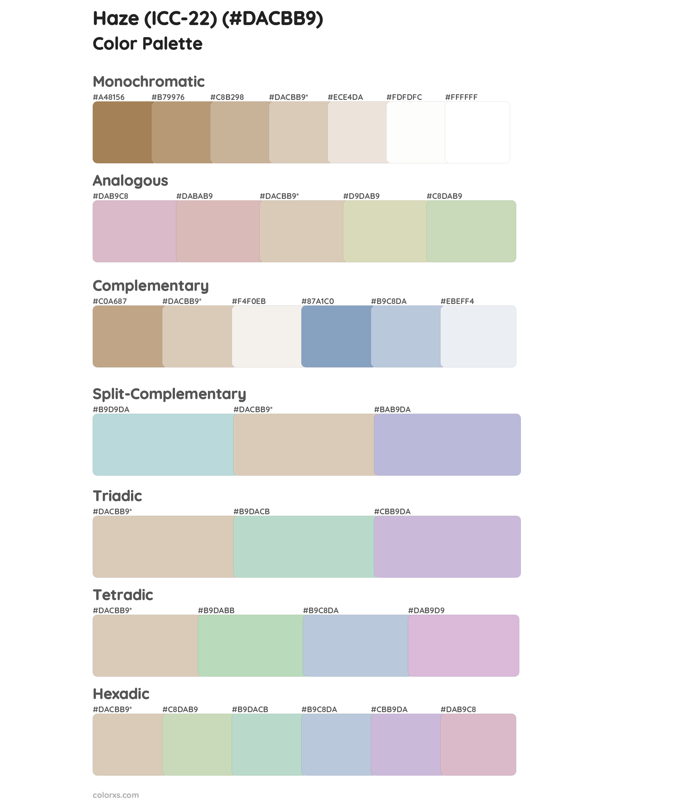 Haze (ICC-22) Color Scheme Palettes