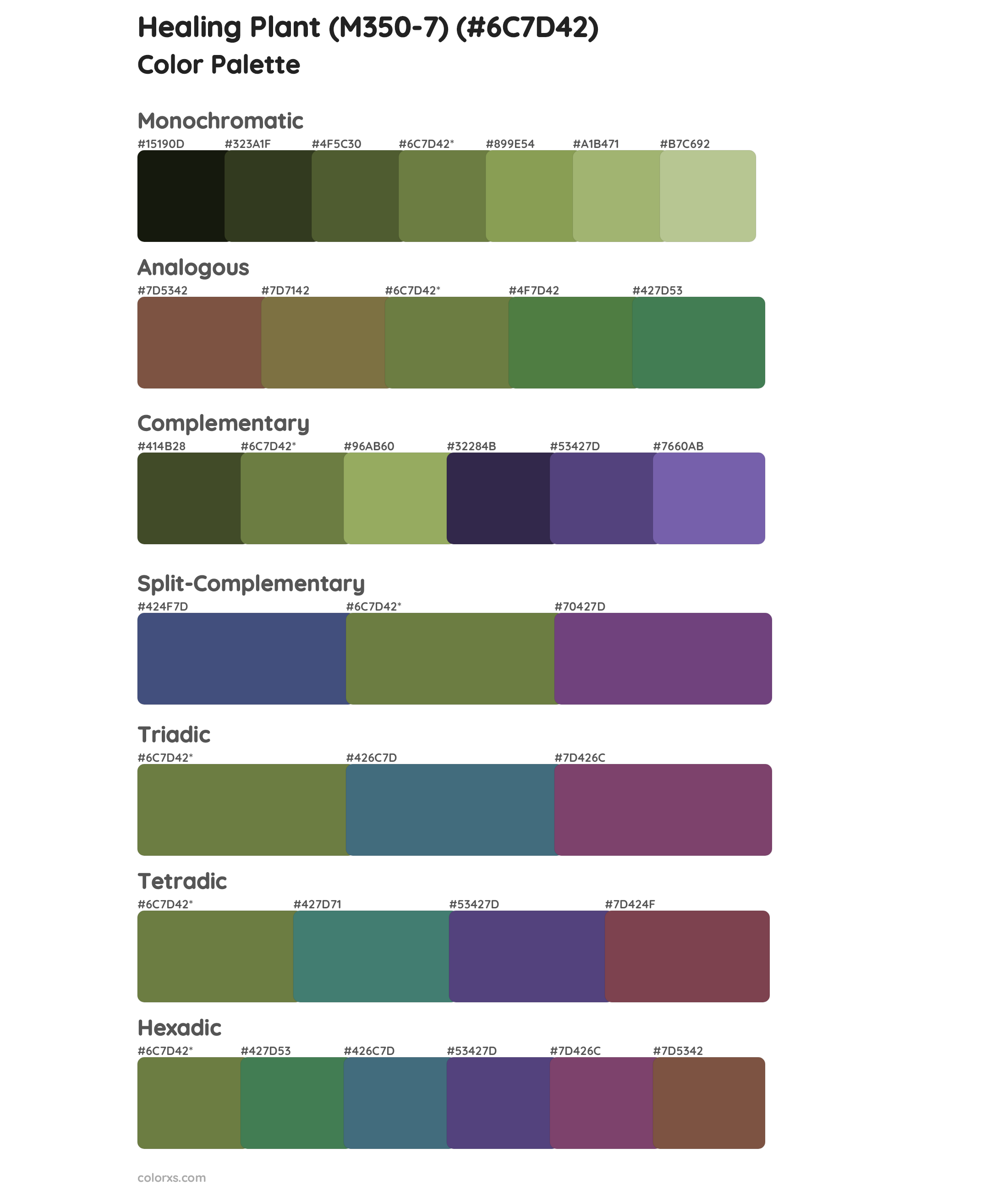 Healing Plant (M350-7) Color Scheme Palettes