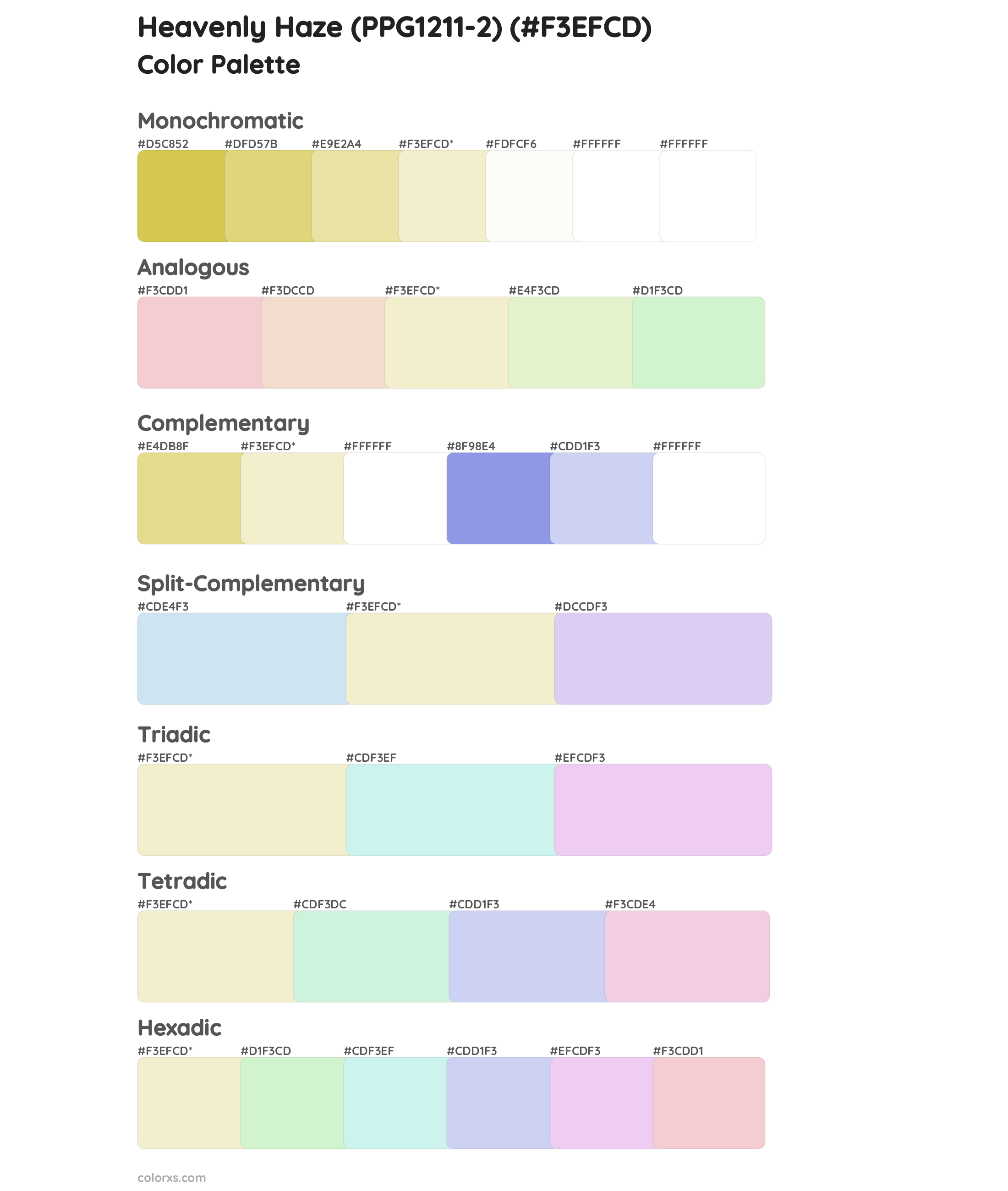 Heavenly Haze (PPG1211-2) Color Scheme Palettes