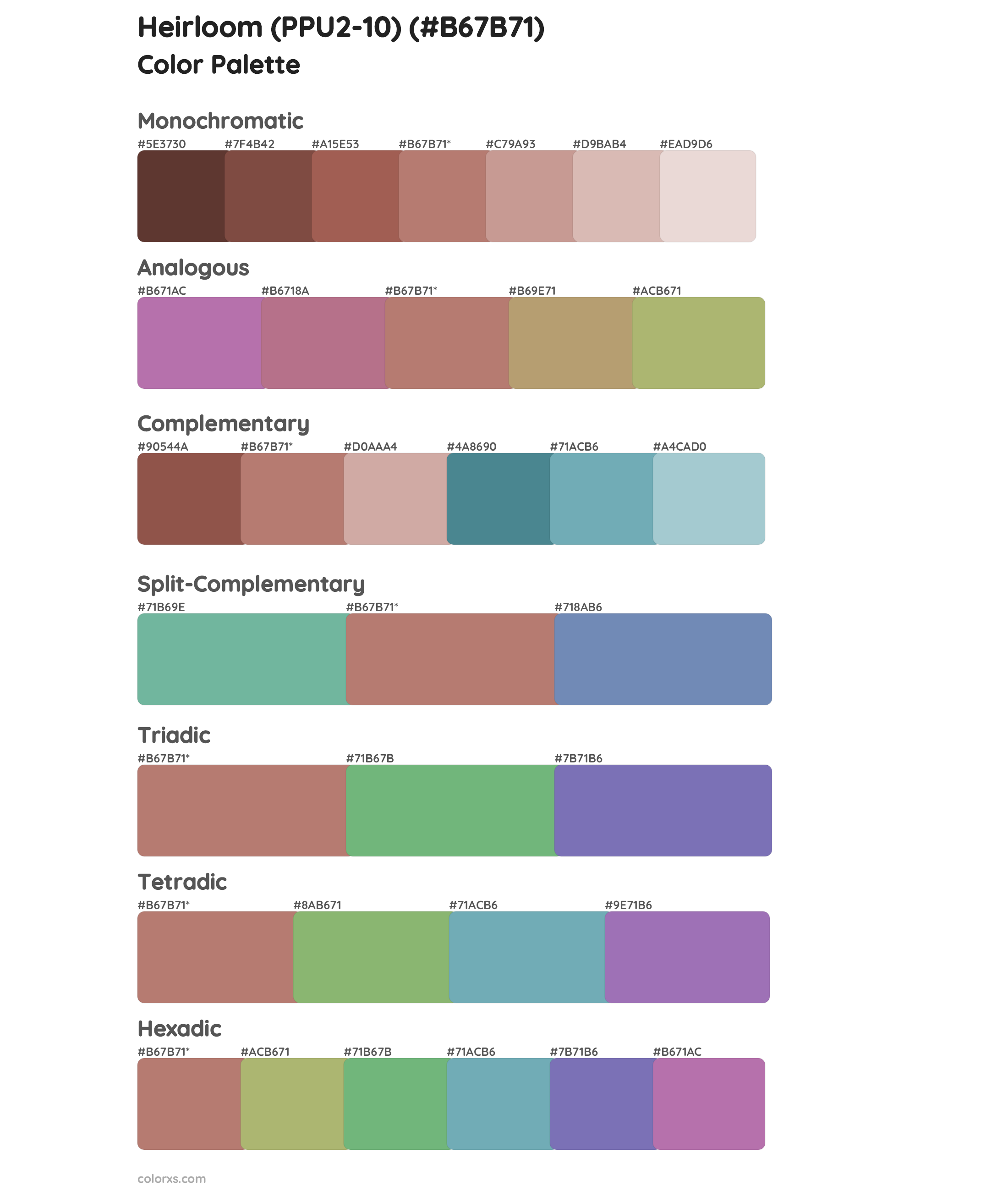 Heirloom (PPU2-10) Color Scheme Palettes