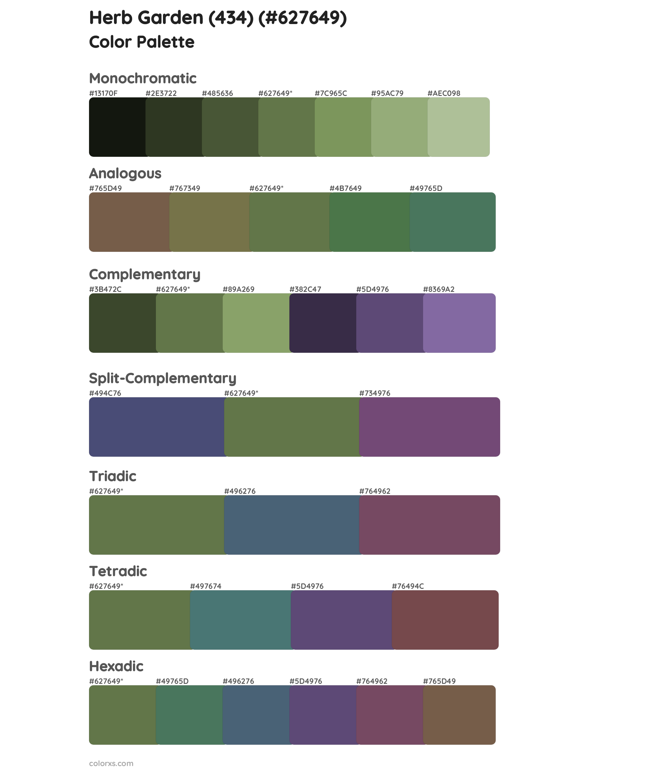 Herb Garden (434) Color Scheme Palettes