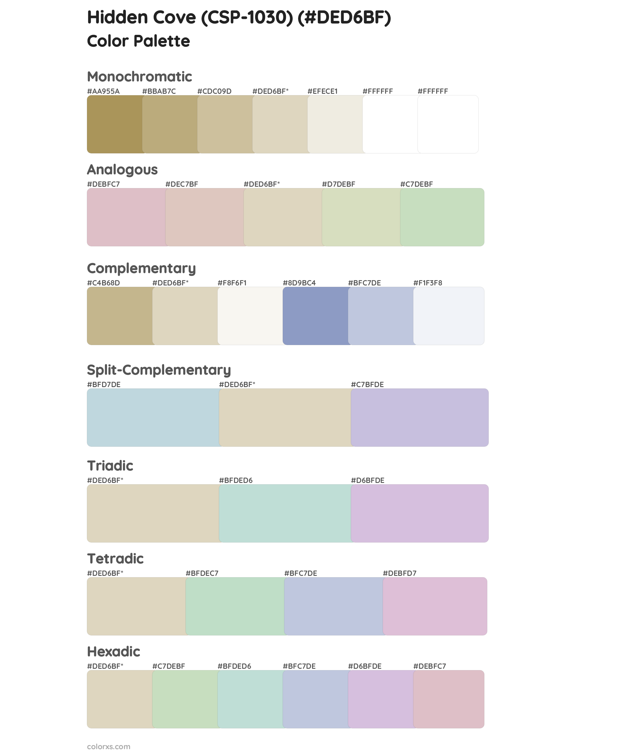 Hidden Cove (CSP-1030) Color Scheme Palettes