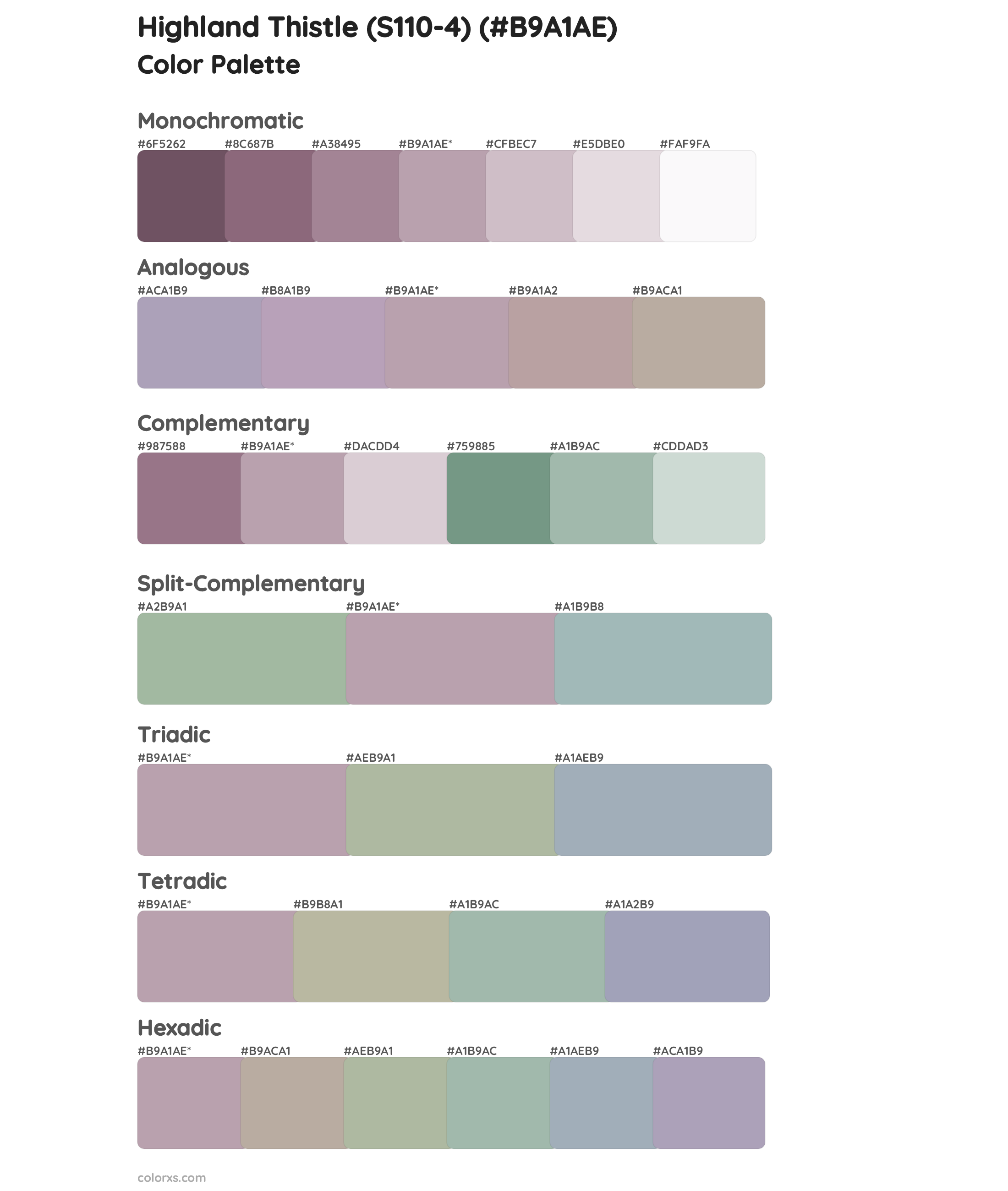 Highland Thistle (S110-4) Color Scheme Palettes