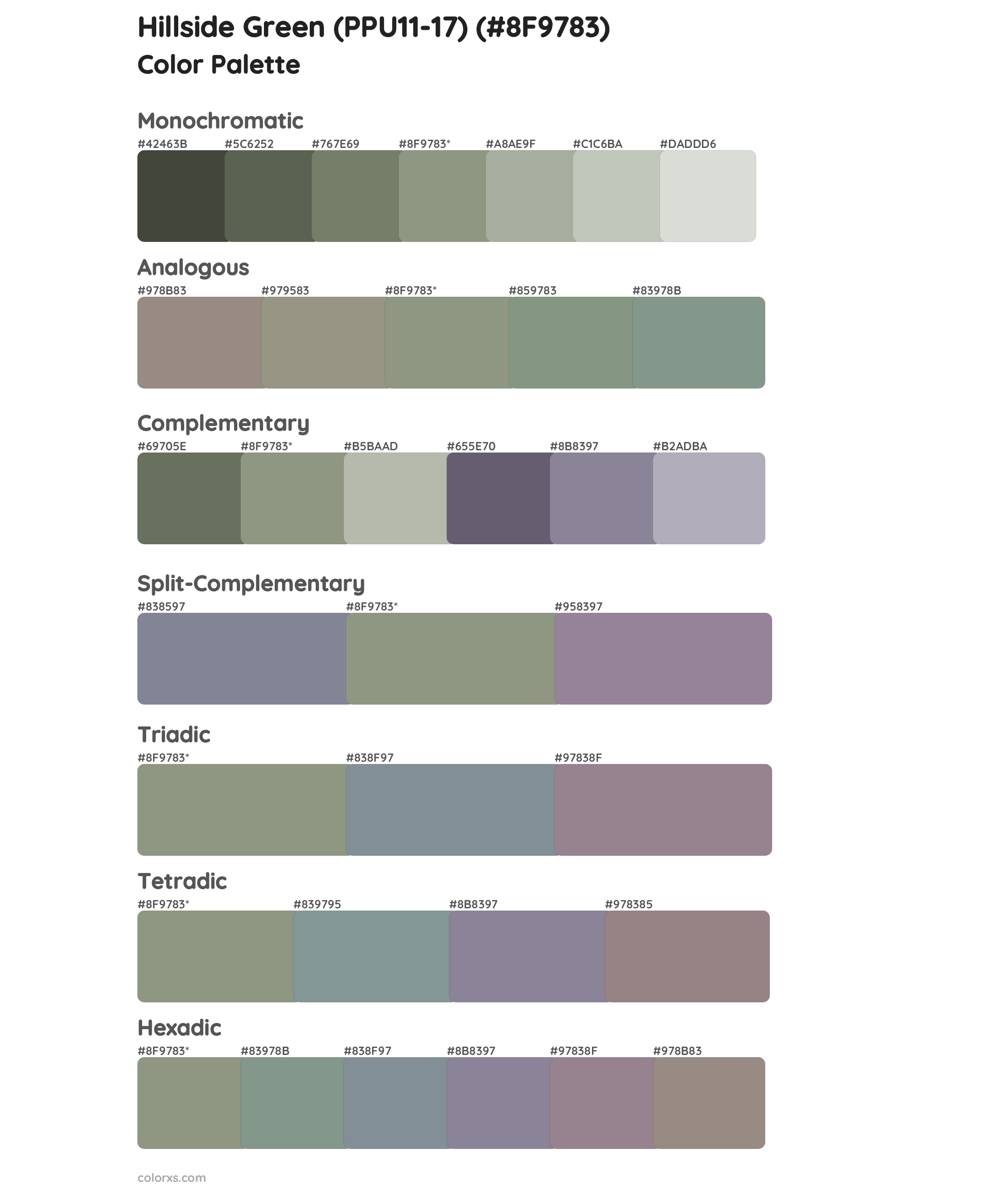 Hillside Green (PPU11-17) Color Scheme Palettes