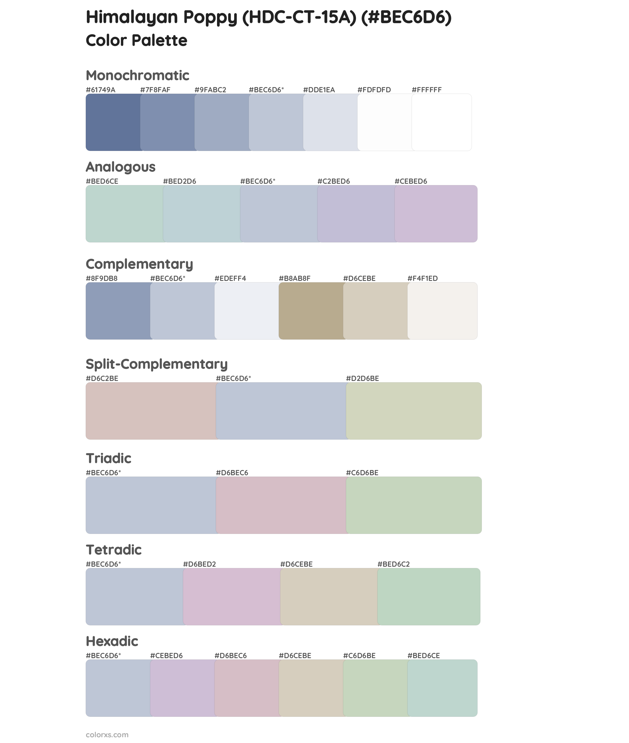 Himalayan Poppy (HDC-CT-15A) Color Scheme Palettes