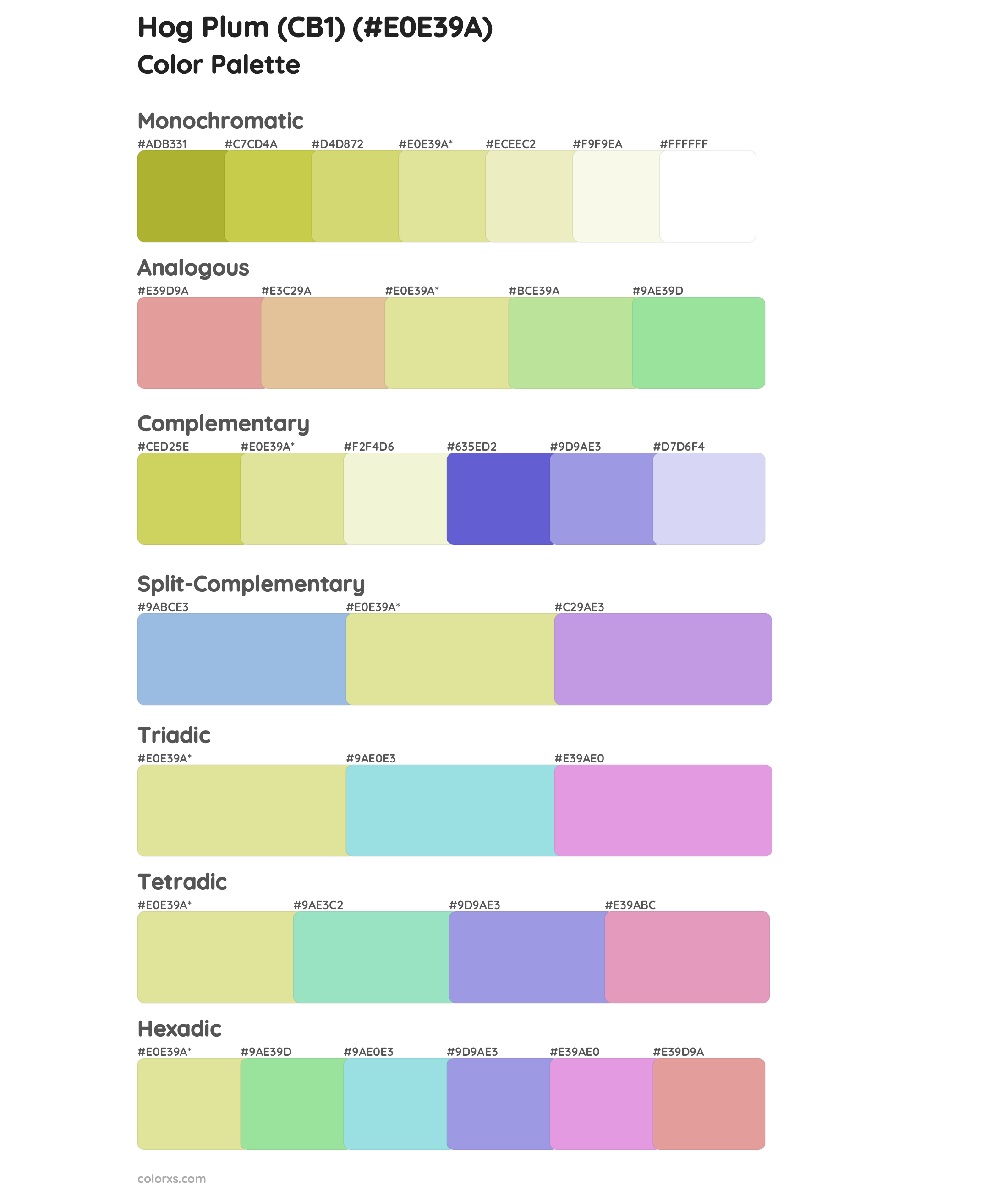 Hog Plum (CB1) Color Scheme Palettes