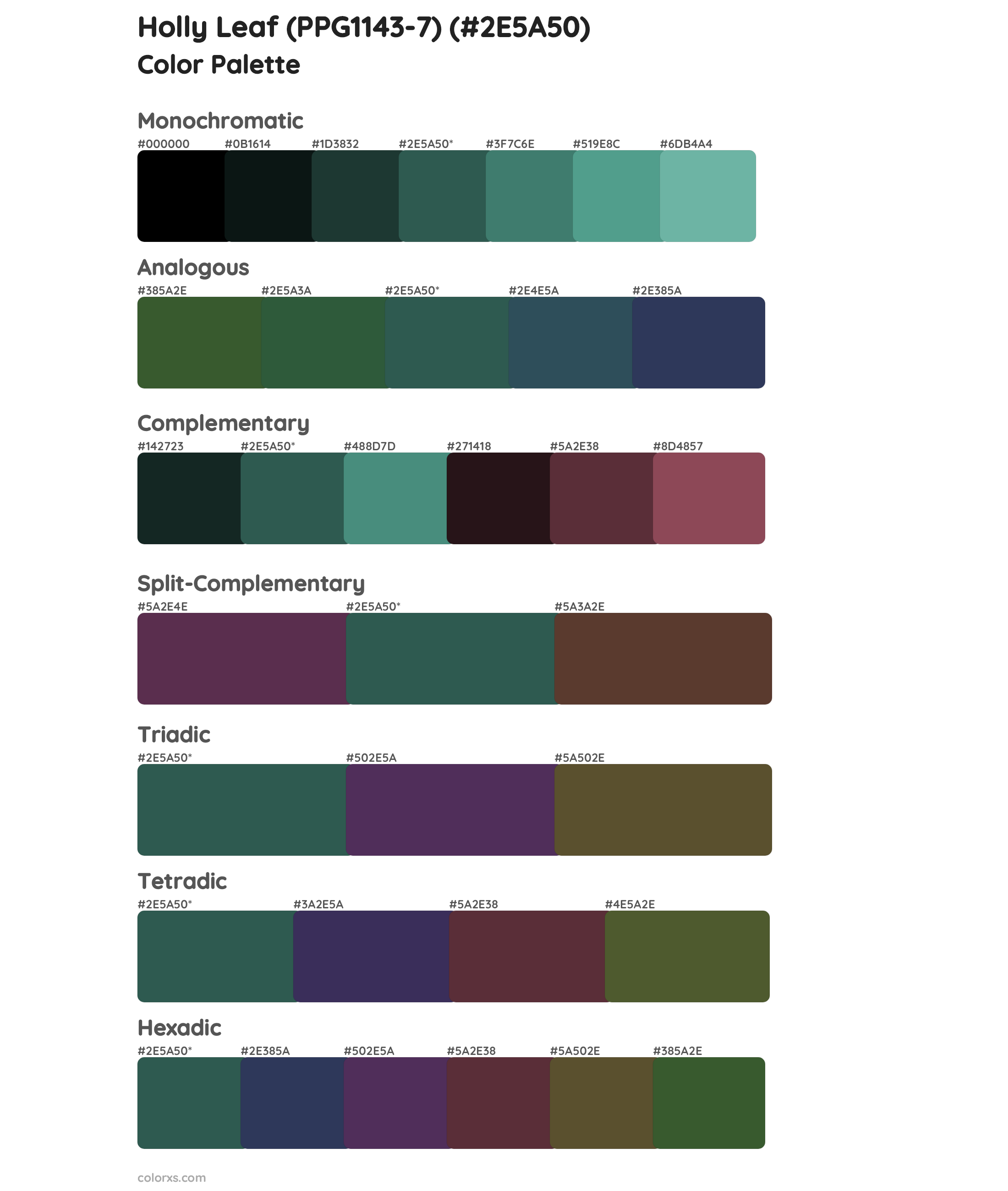 Holly Leaf (PPG1143-7) Color Scheme Palettes