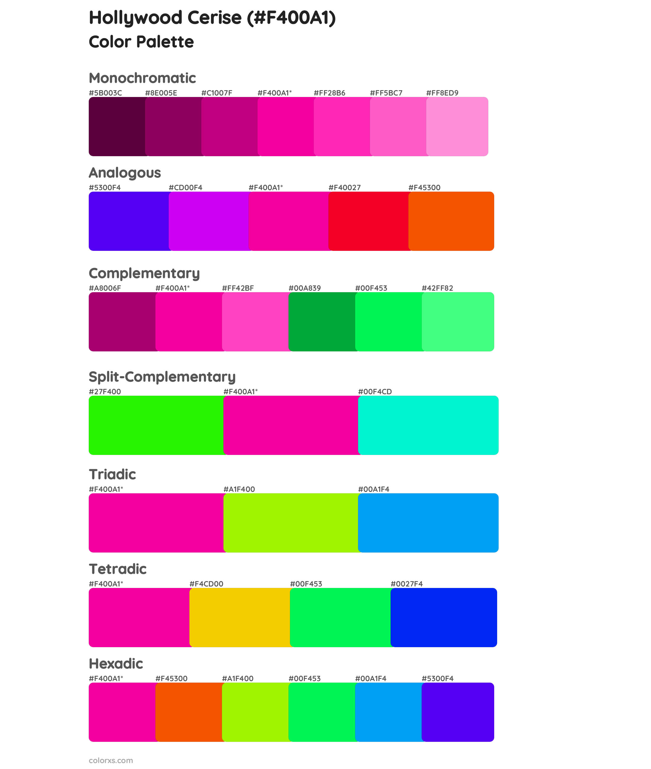 Hollywood Cerise Color Scheme Palettes