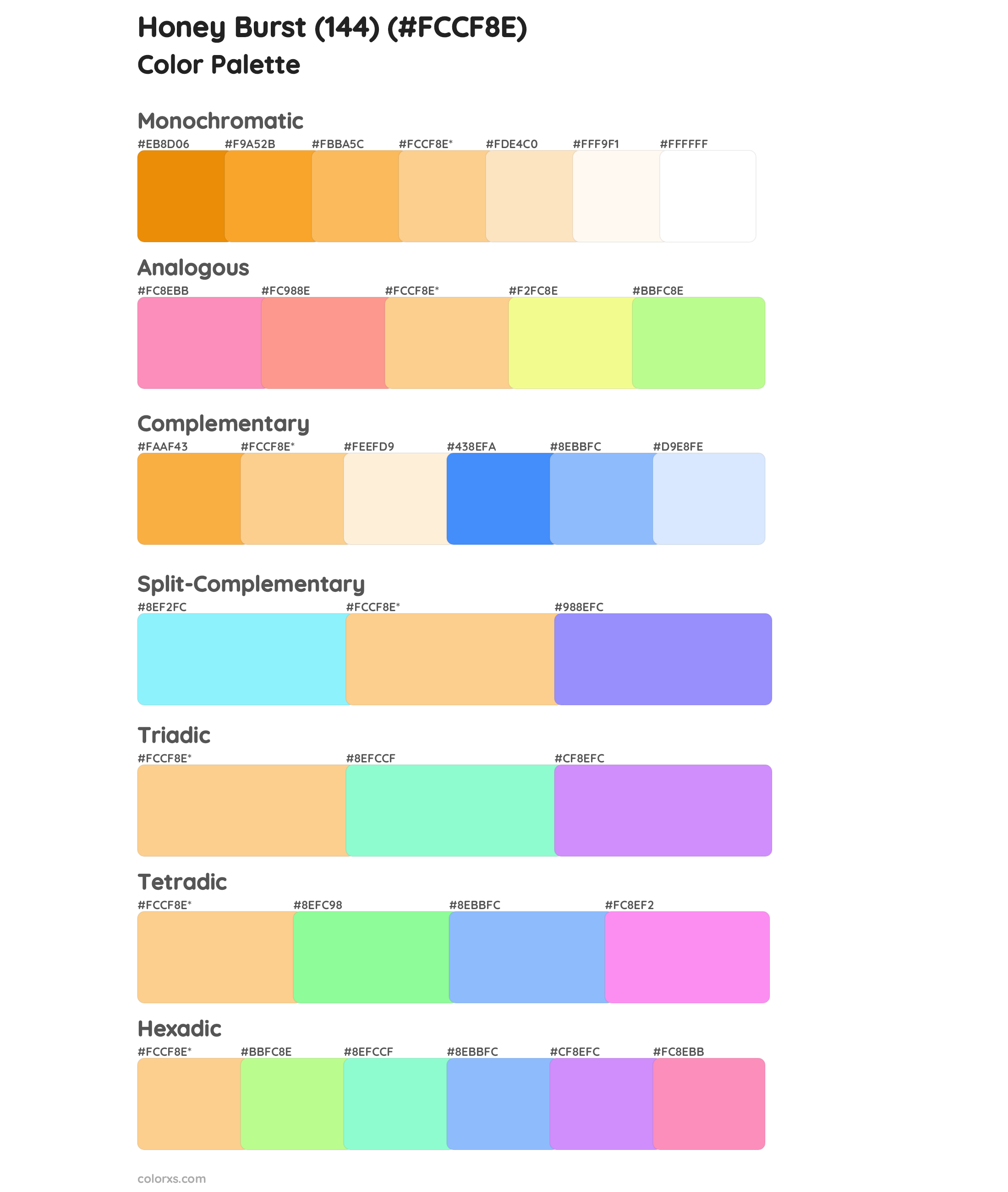 Honey Burst (144) Color Scheme Palettes