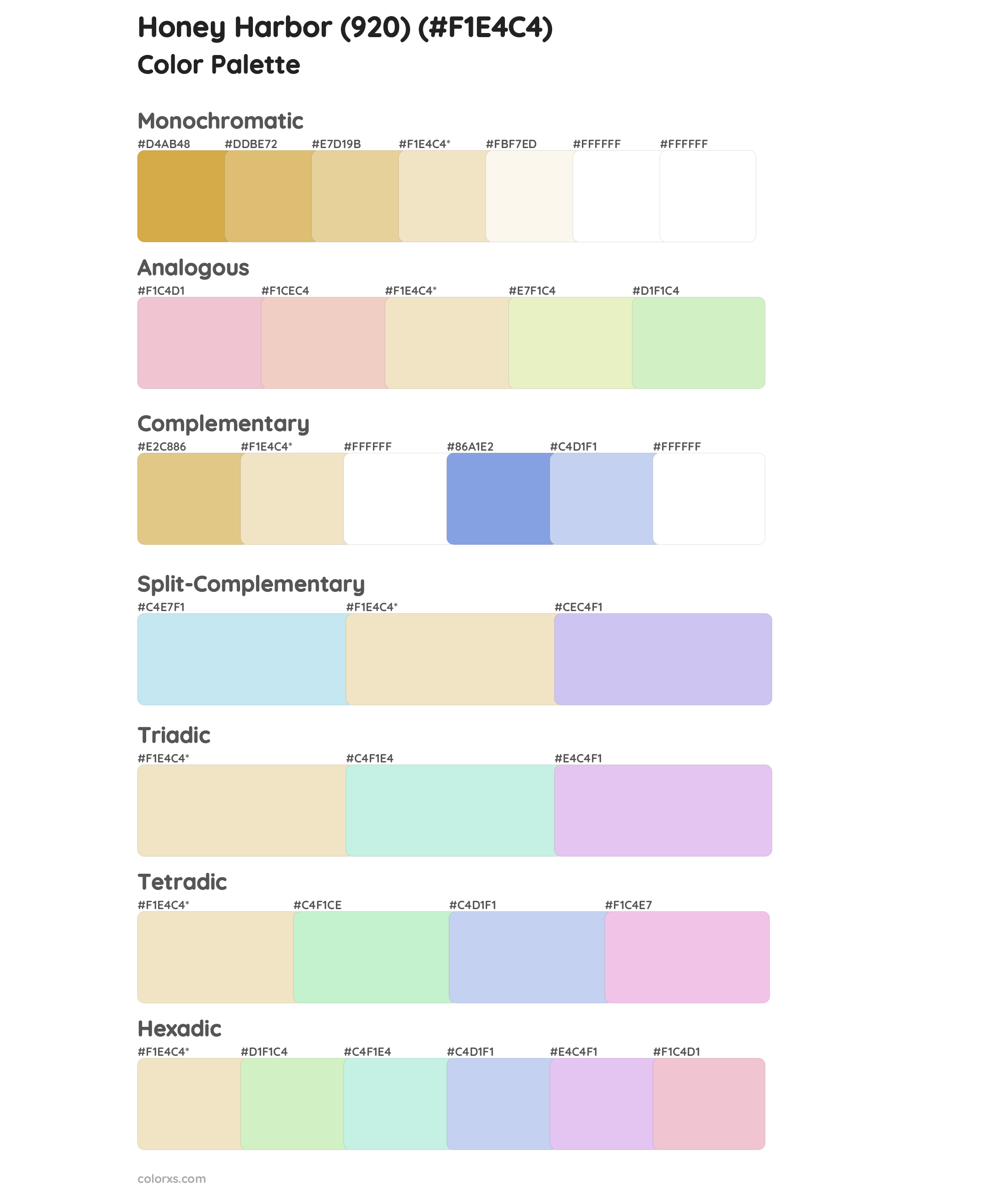 Honey Harbor (920) Color Scheme Palettes