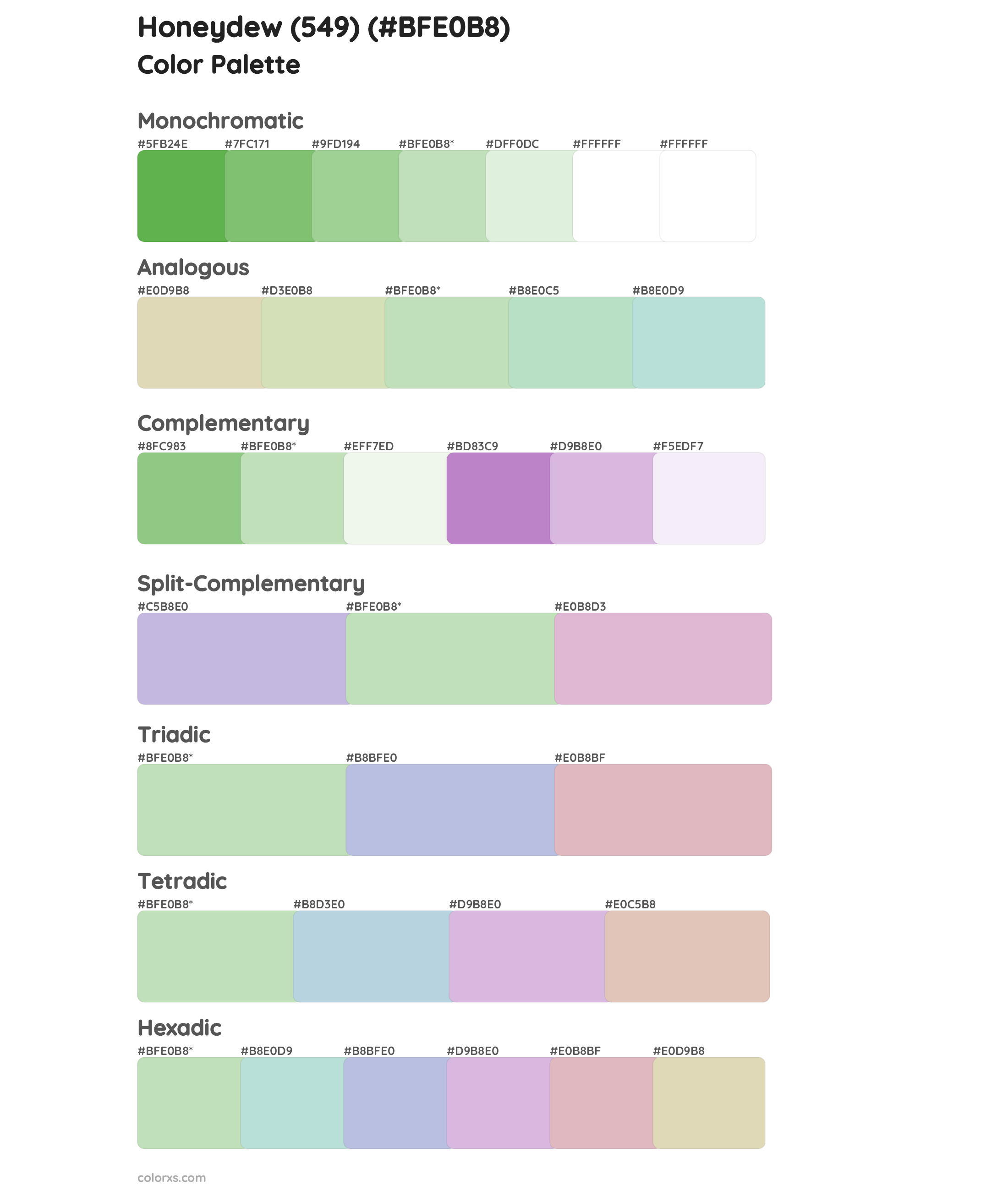 Honeydew (549) Color Scheme Palettes