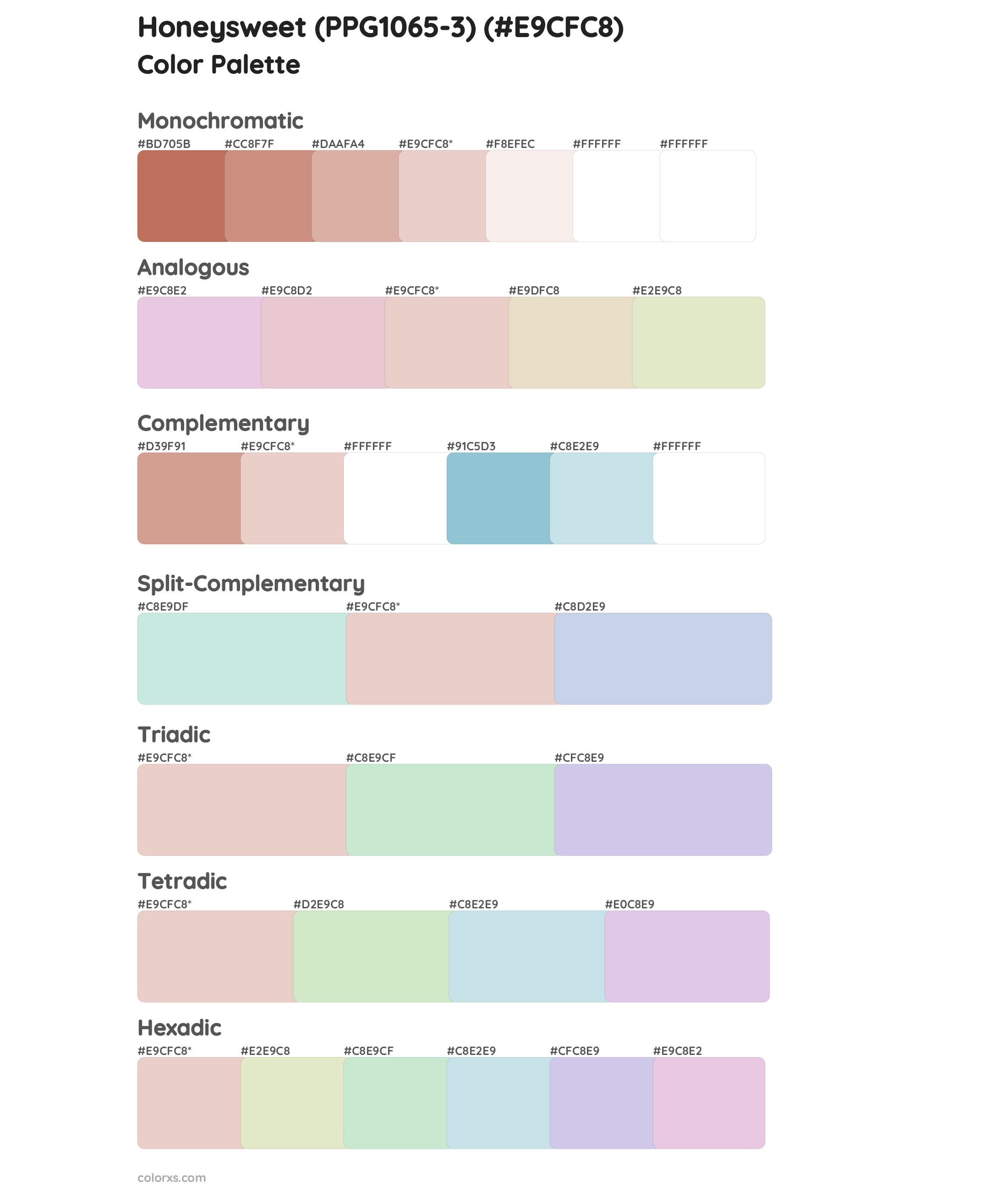 Honeysweet (PPG1065-3) Color Scheme Palettes