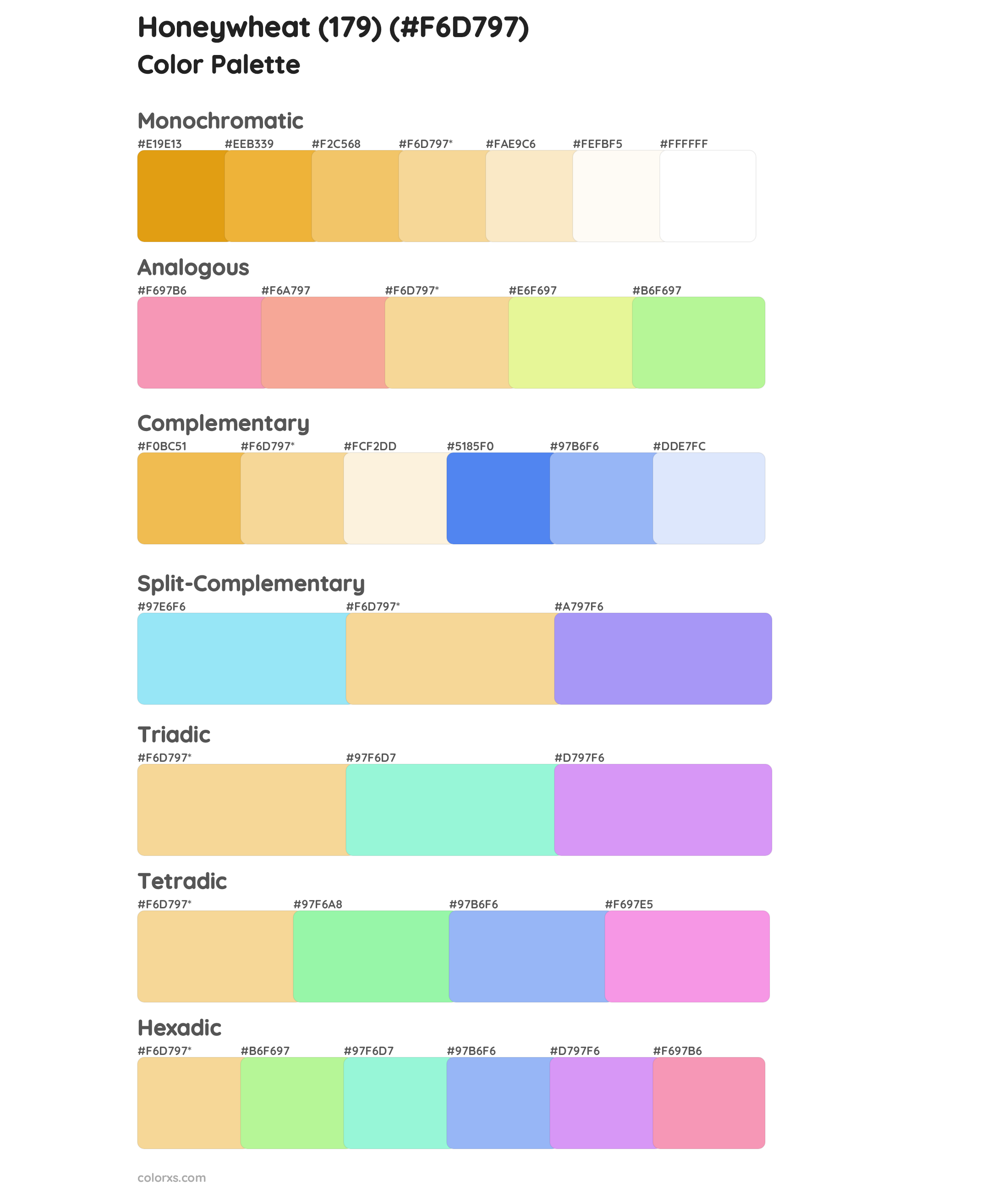 Honeywheat (179) Color Scheme Palettes