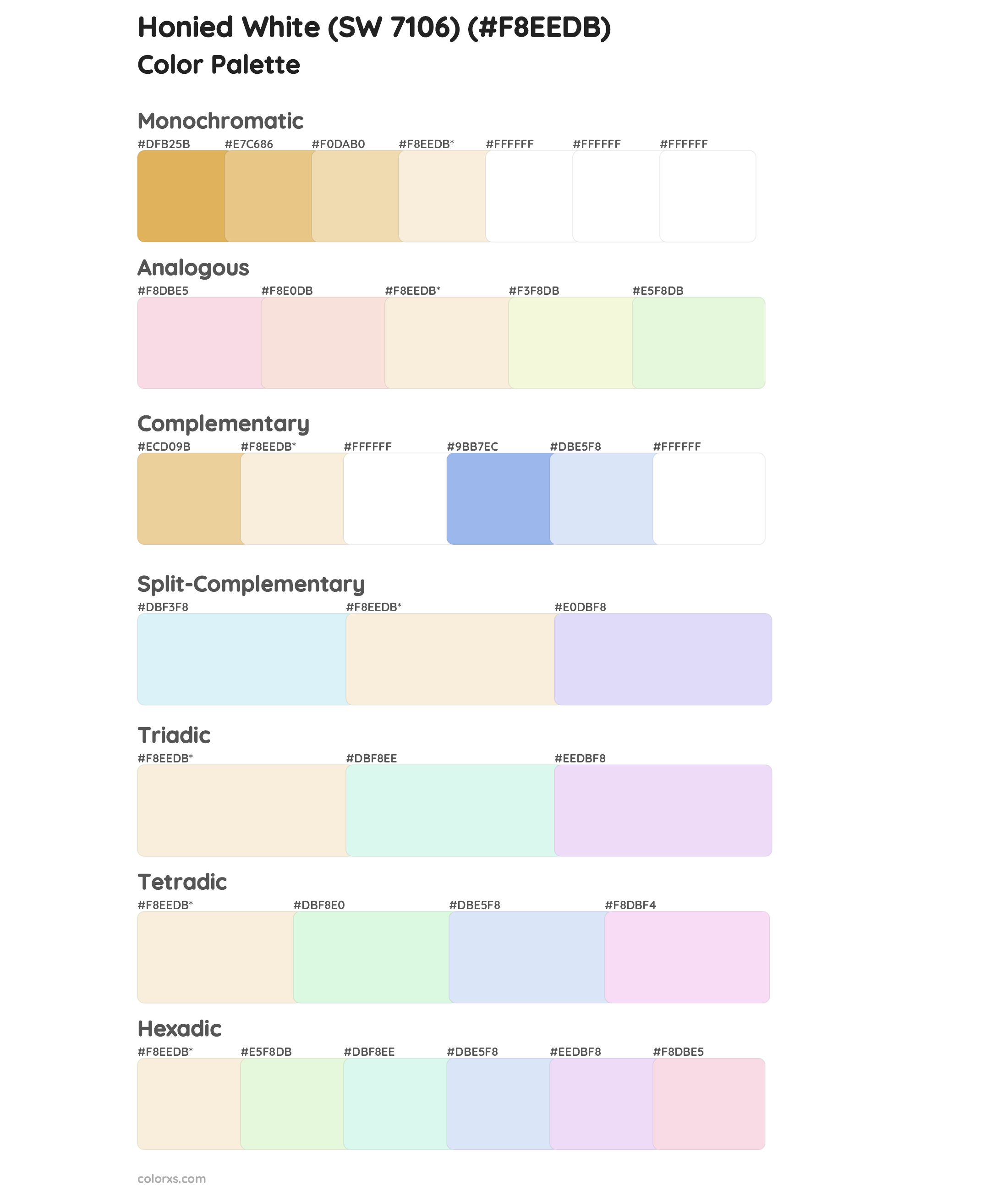 Honied White (SW 7106) Color Scheme Palettes