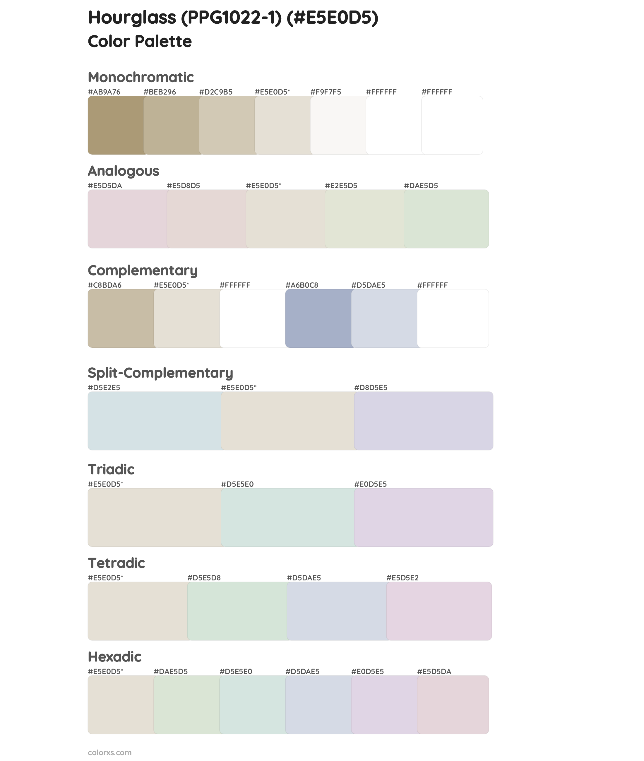 Hourglass (PPG1022-1) Color Scheme Palettes