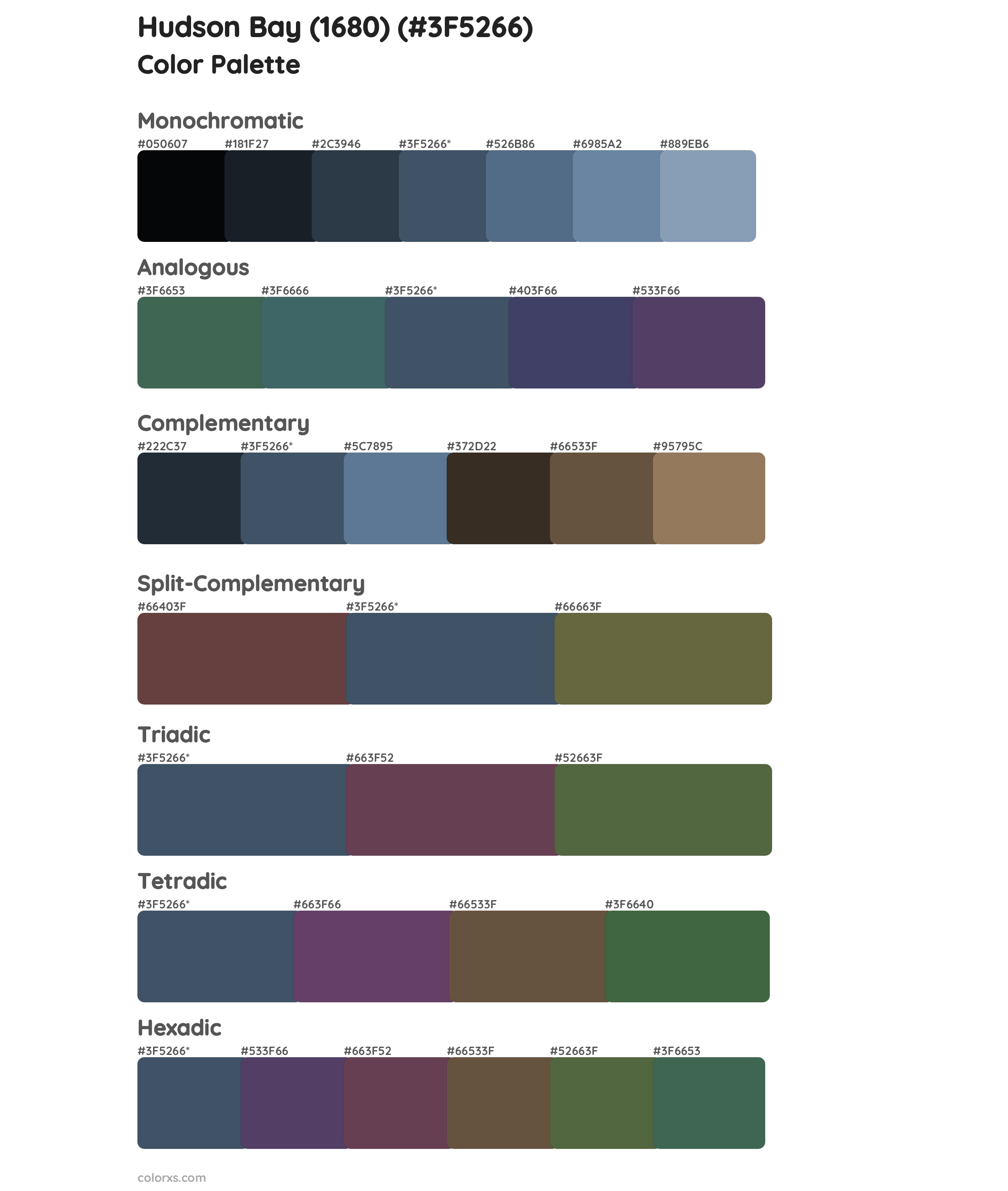 Hudson Bay (1680) Color Scheme Palettes