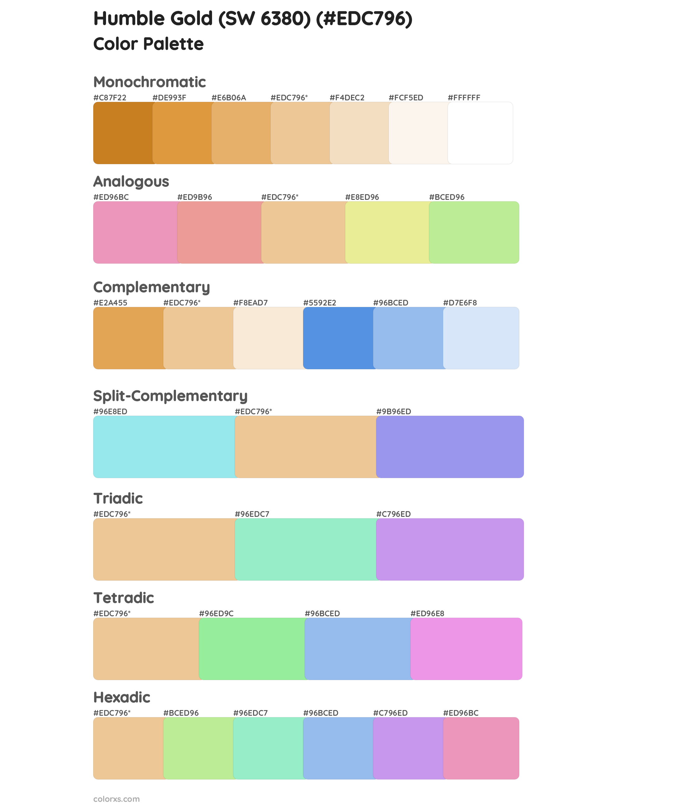 Humble Gold (SW 6380) Color Scheme Palettes