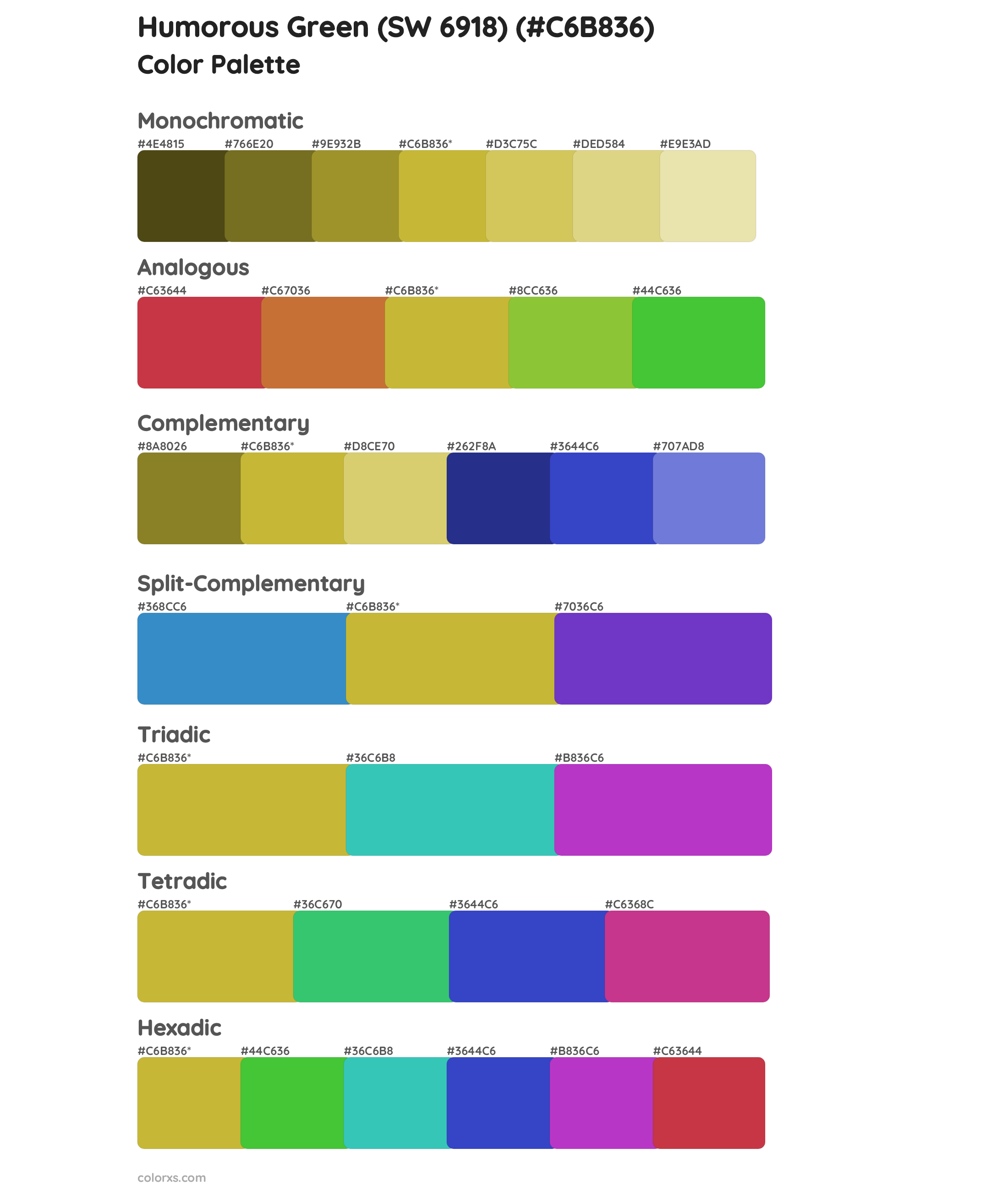 Humorous Green (SW 6918) Color Scheme Palettes