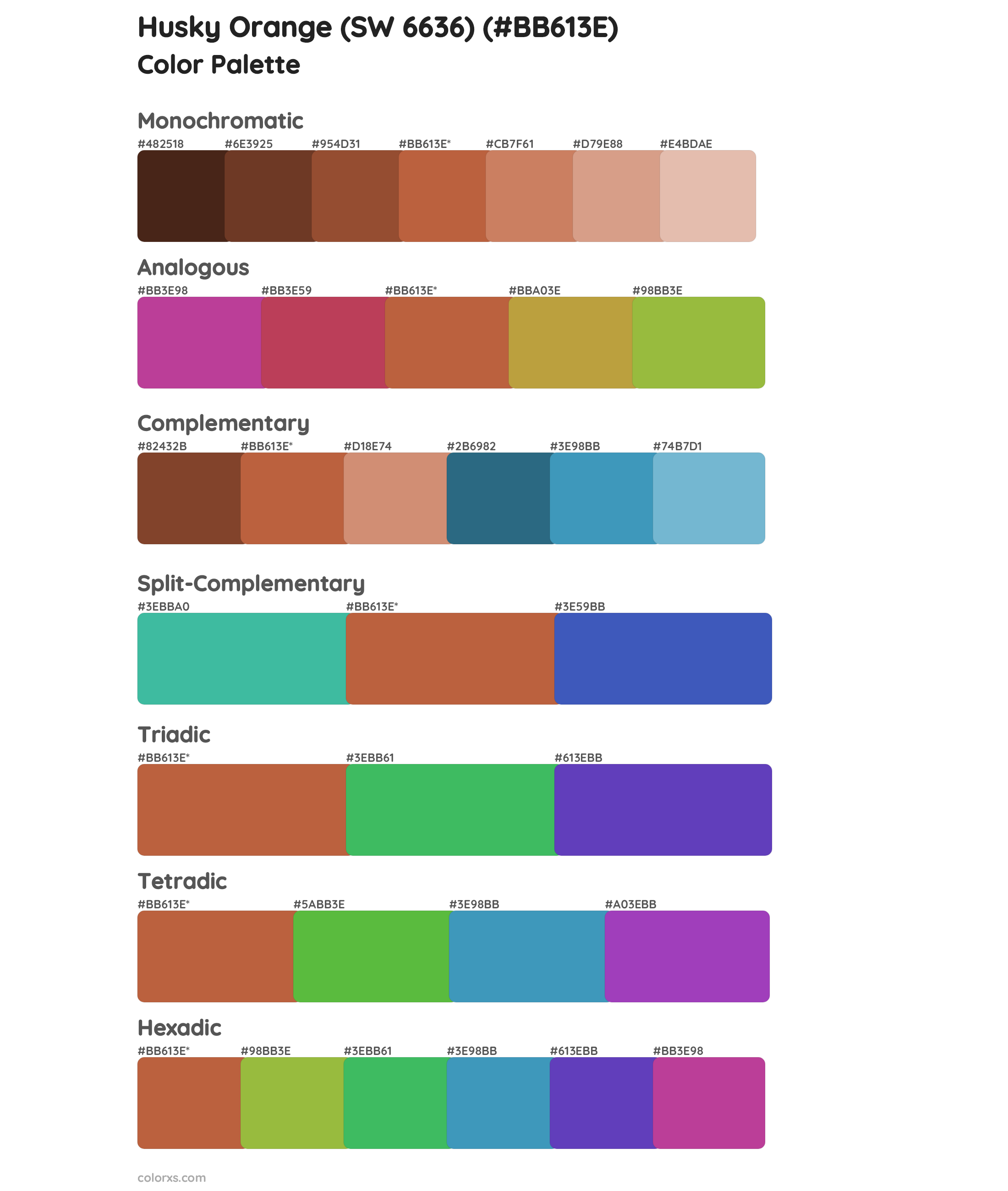 Husky Orange (SW 6636) Color Scheme Palettes