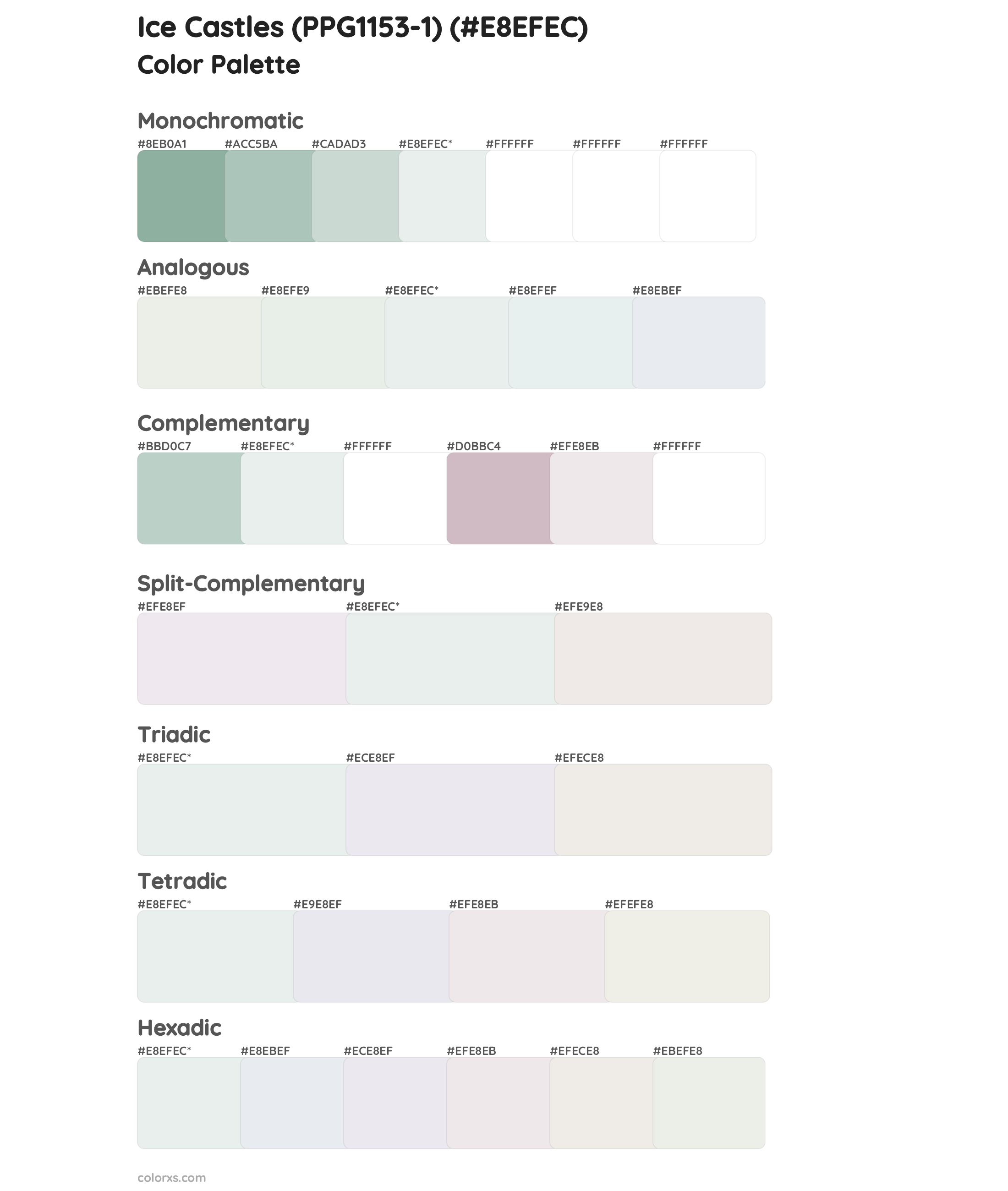 Ice Castles (PPG1153-1) Color Scheme Palettes