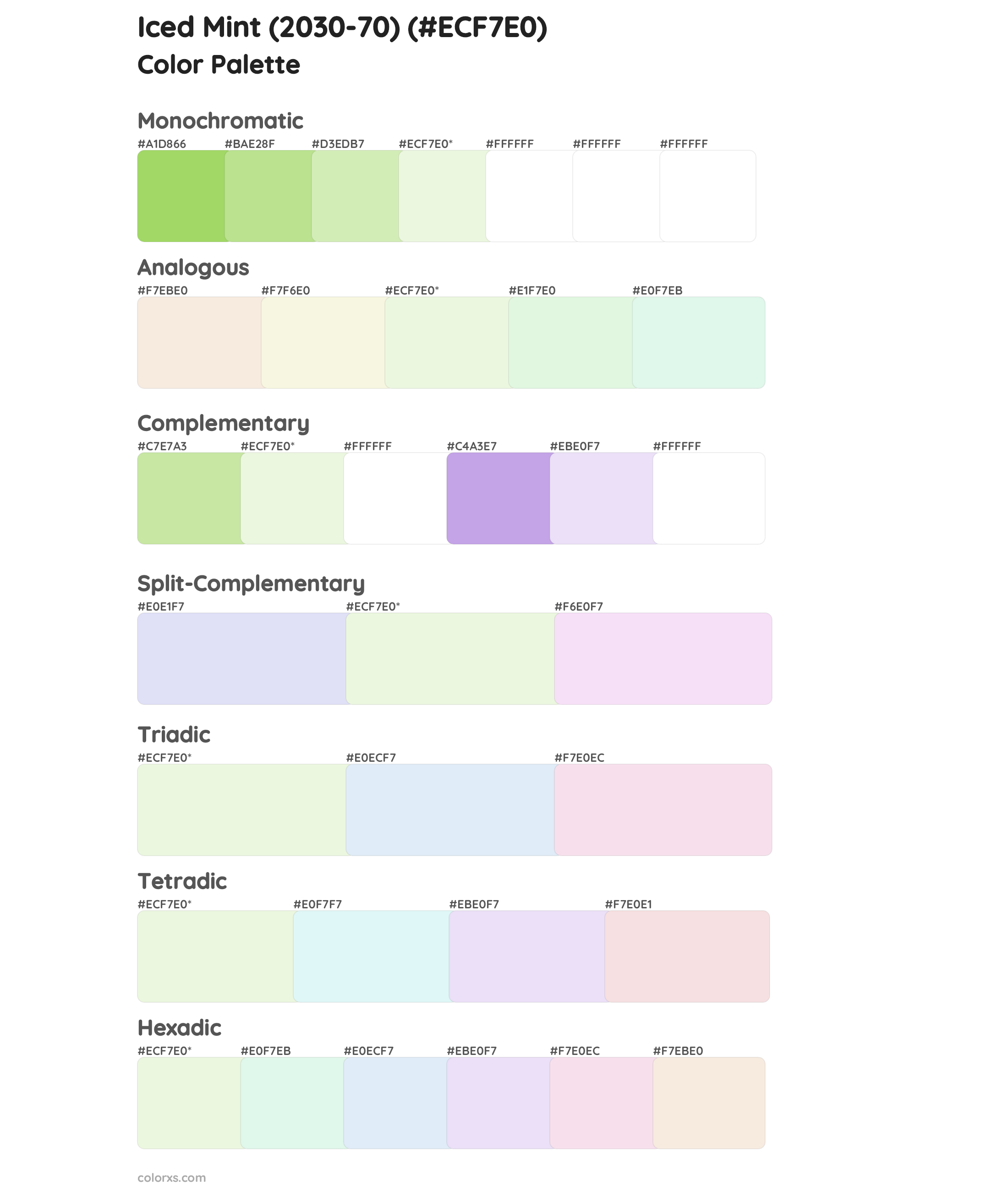 Iced Mint (2030-70) Color Scheme Palettes