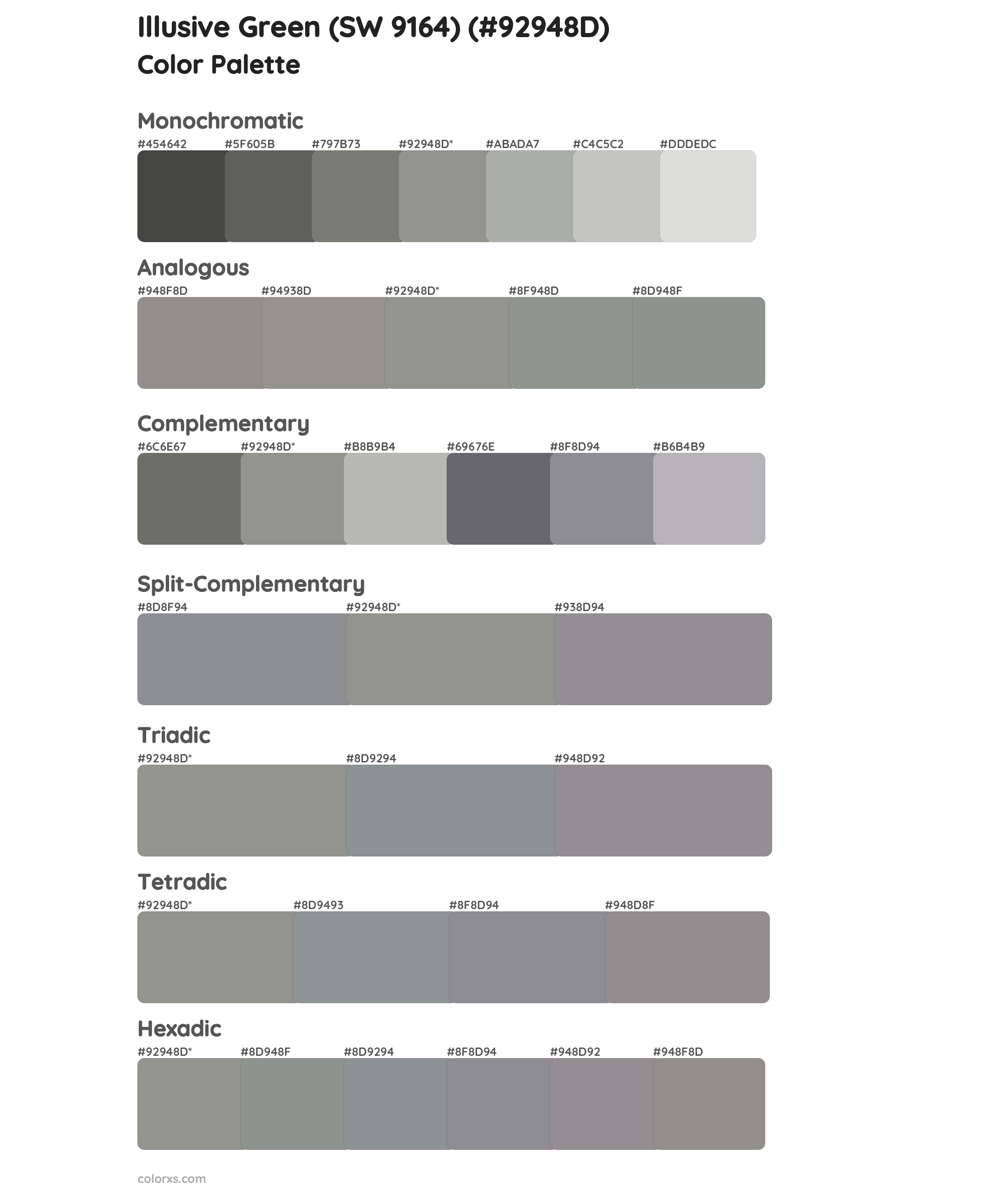 Illusive Green (SW 9164) Color Scheme Palettes