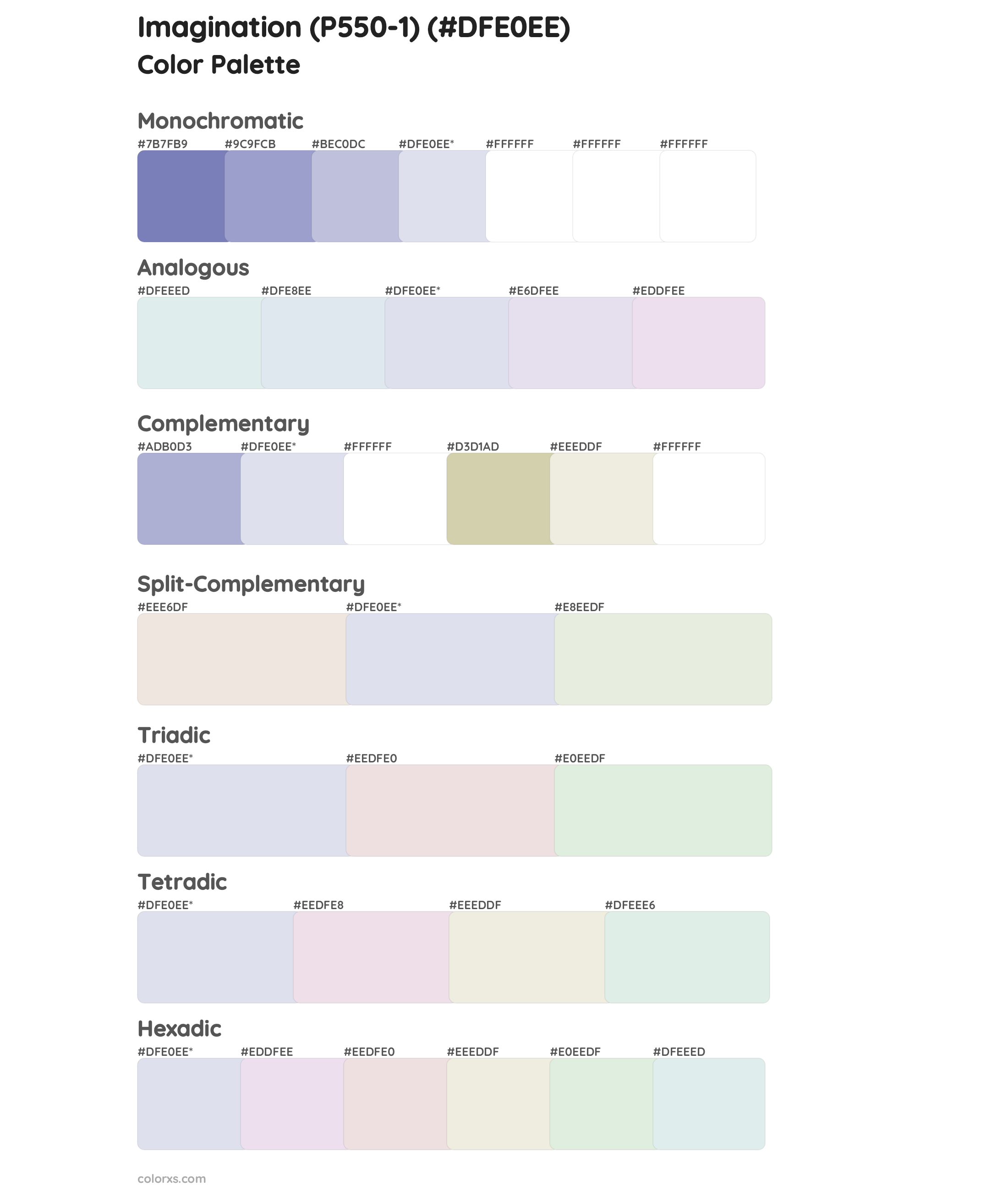 Imagination (P550-1) Color Scheme Palettes