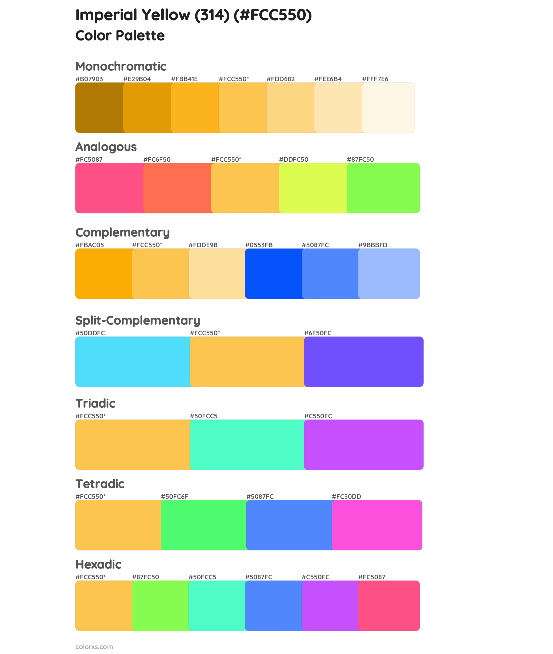 Imperial Yellow (314) Color Scheme Palettes