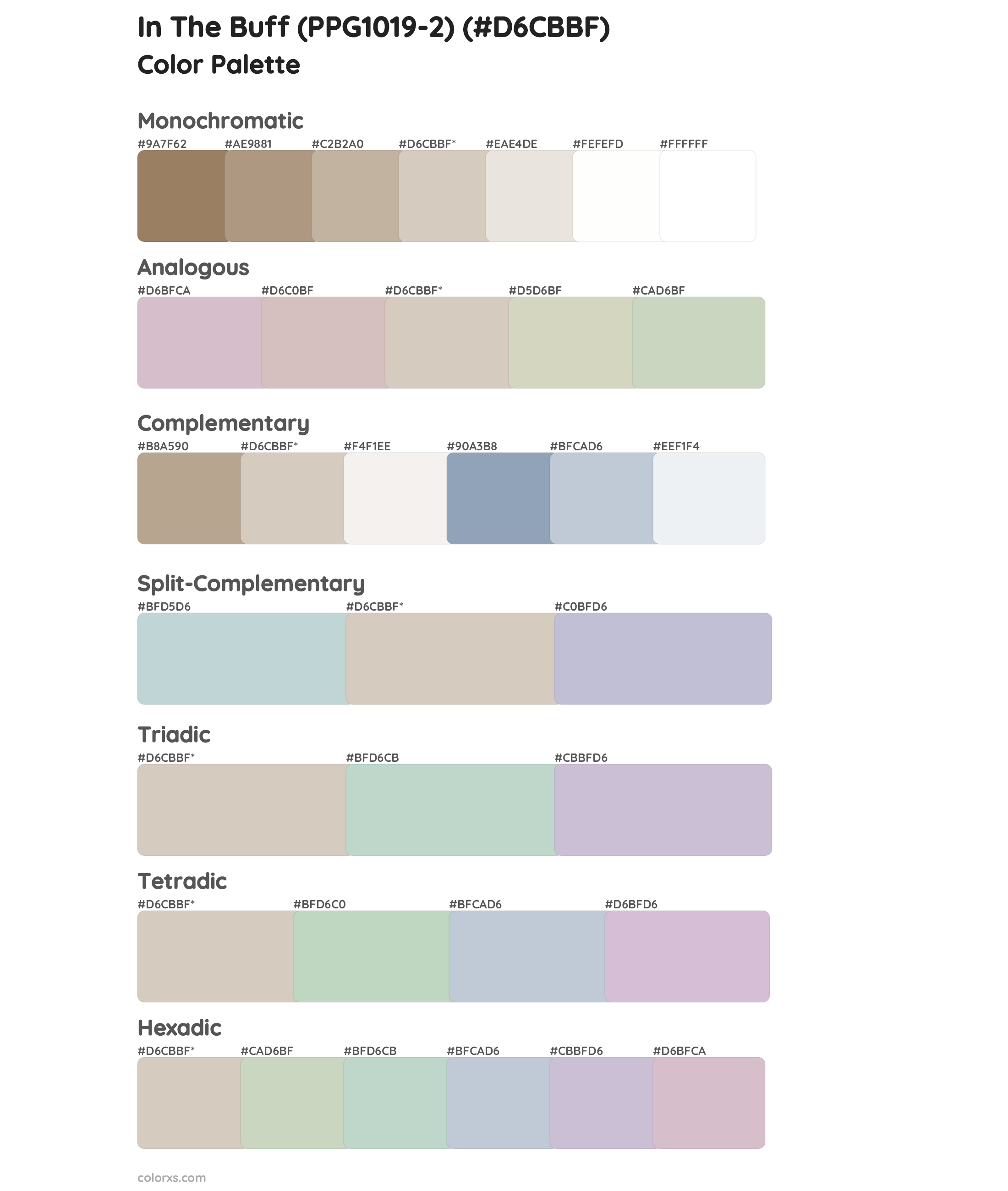 In The Buff (PPG1019-2) Color Scheme Palettes