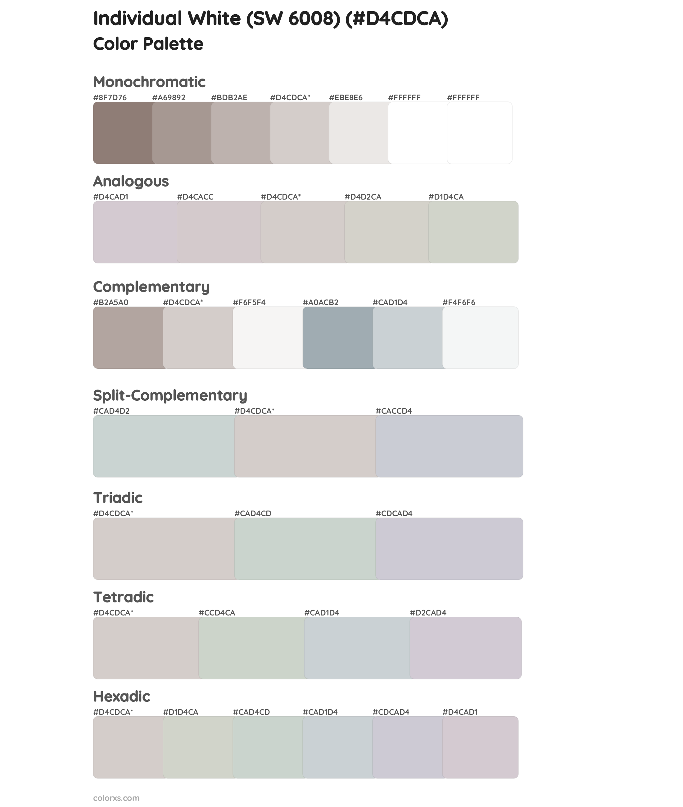 Individual White (SW 6008) Color Scheme Palettes