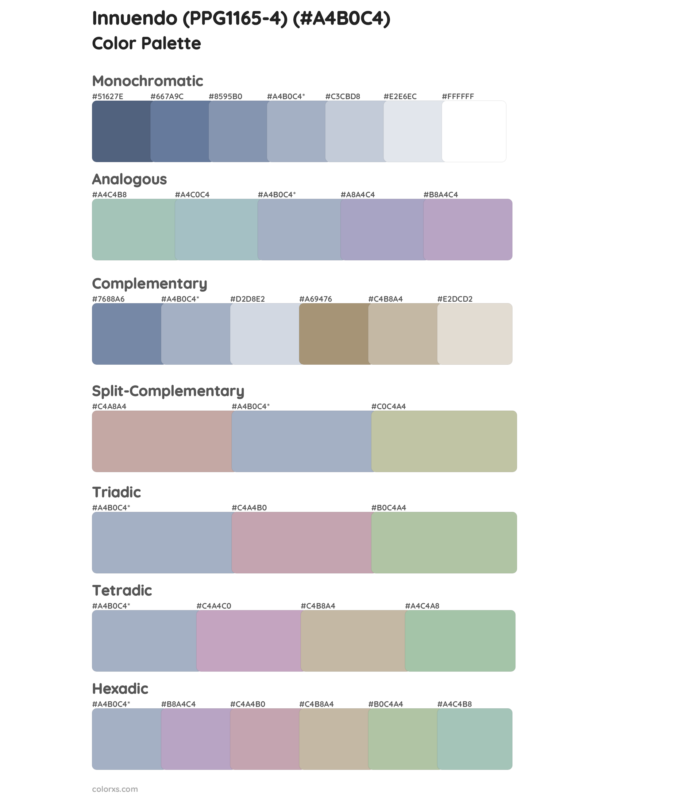 Innuendo (PPG1165-4) Color Scheme Palettes