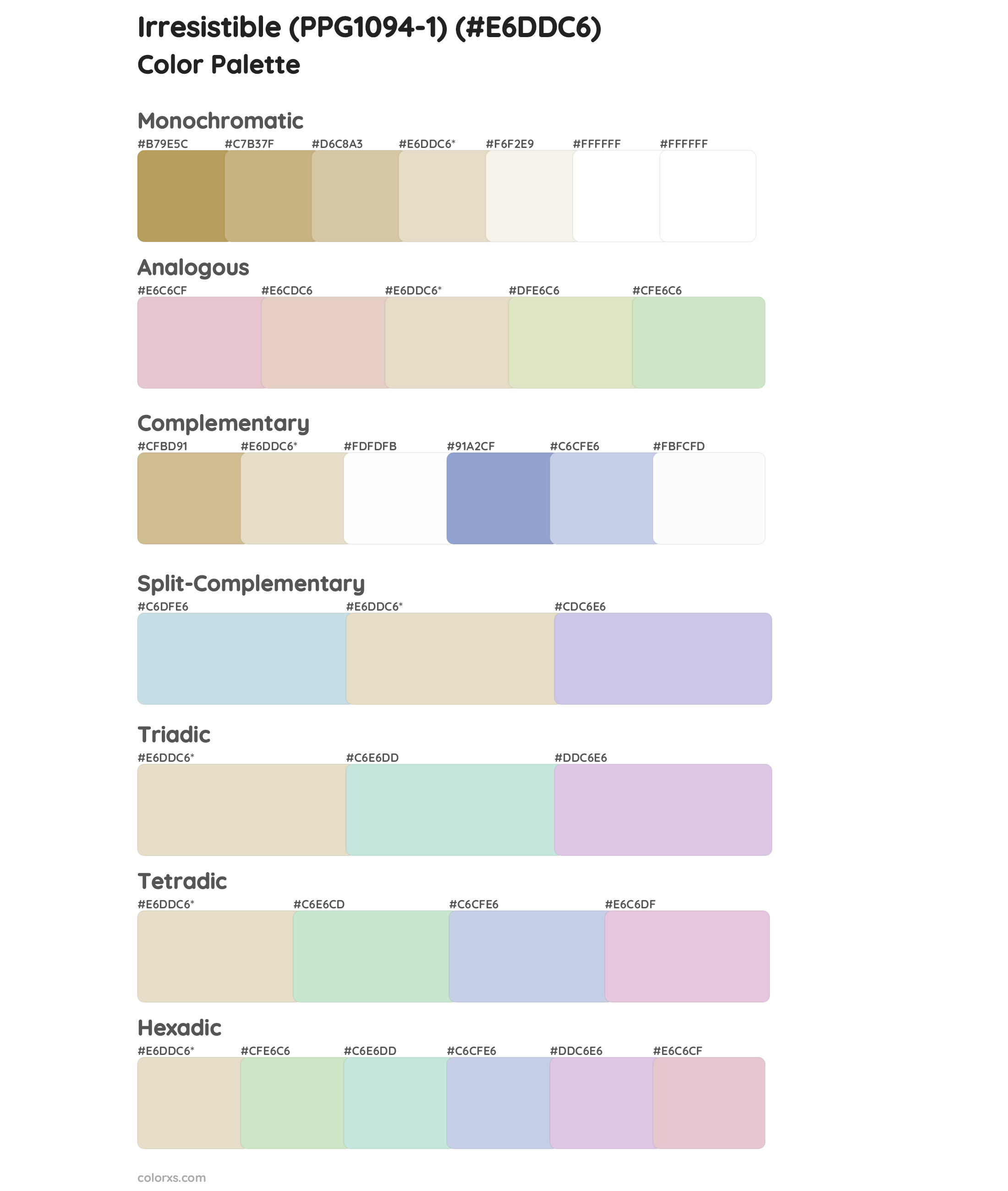 Irresistible (PPG1094-1) Color Scheme Palettes