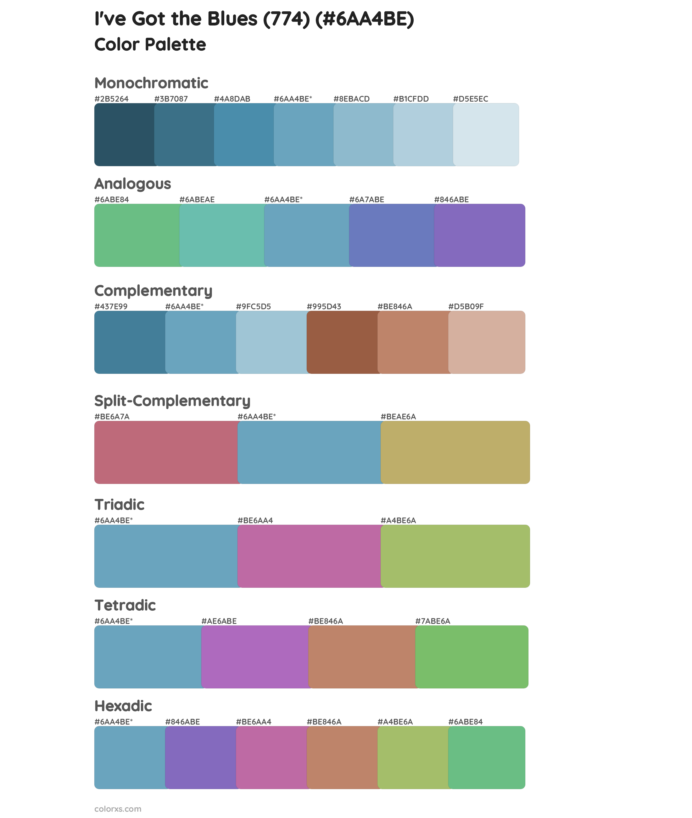 I've Got the Blues (774) Color Scheme Palettes