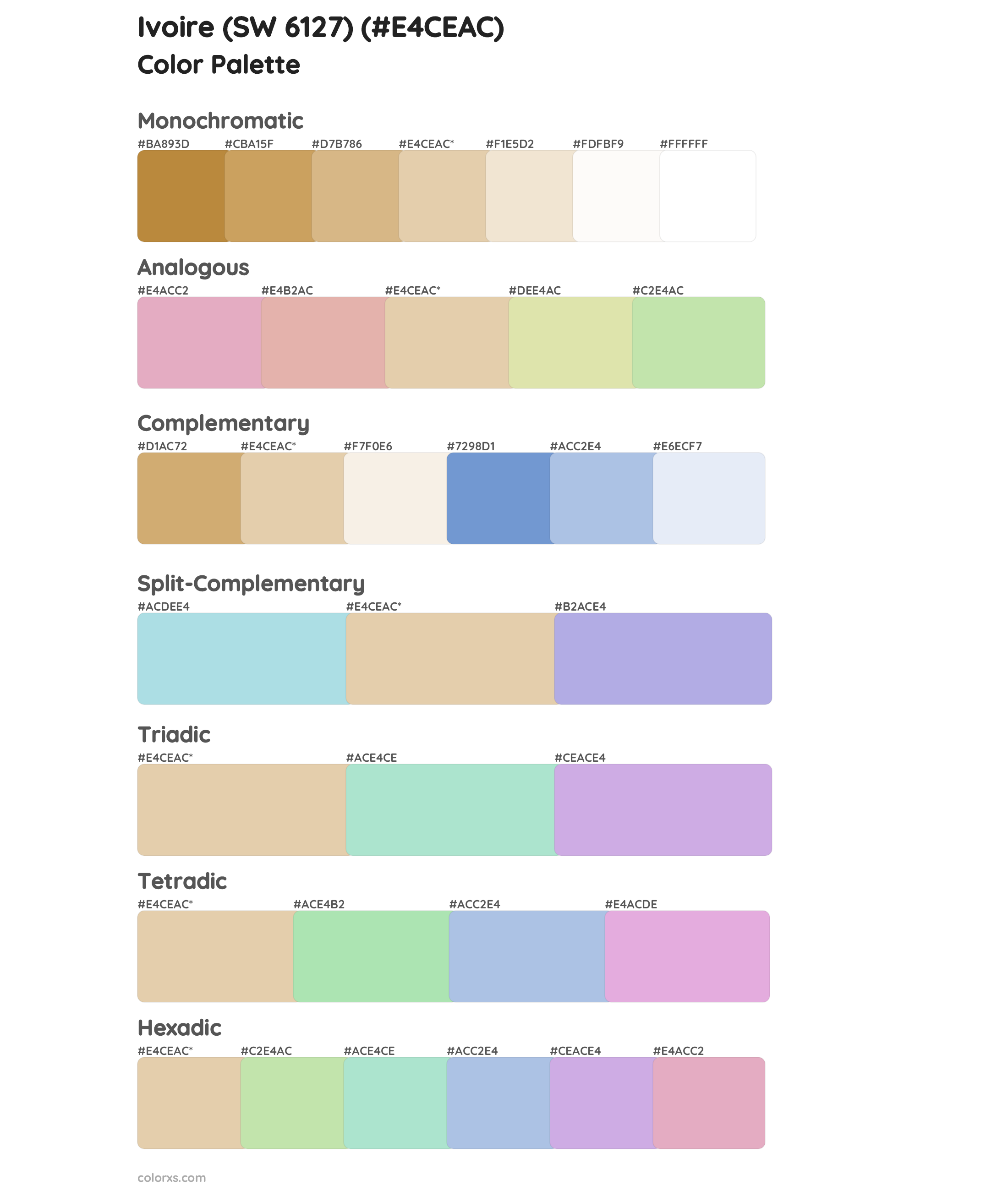 Ivoire (SW 6127) Color Scheme Palettes