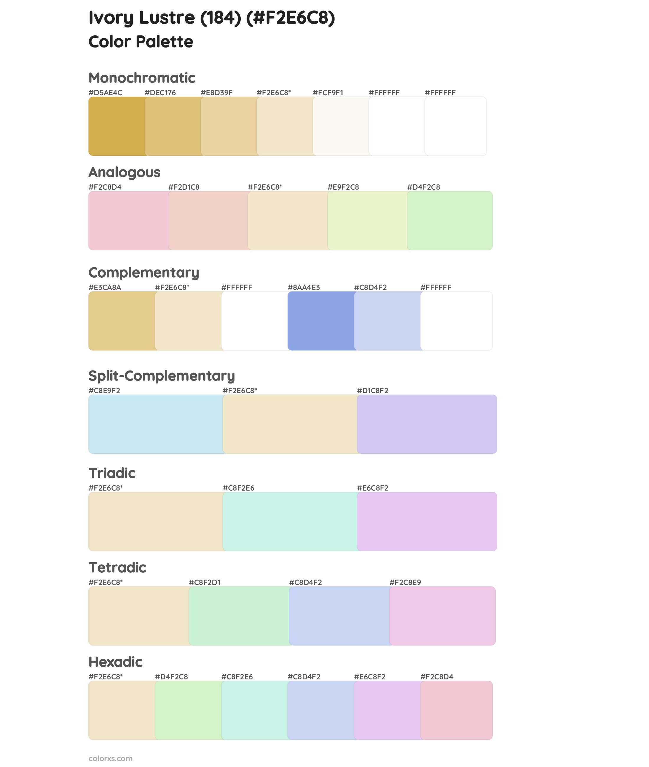 Ivory Lustre (184) Color Scheme Palettes