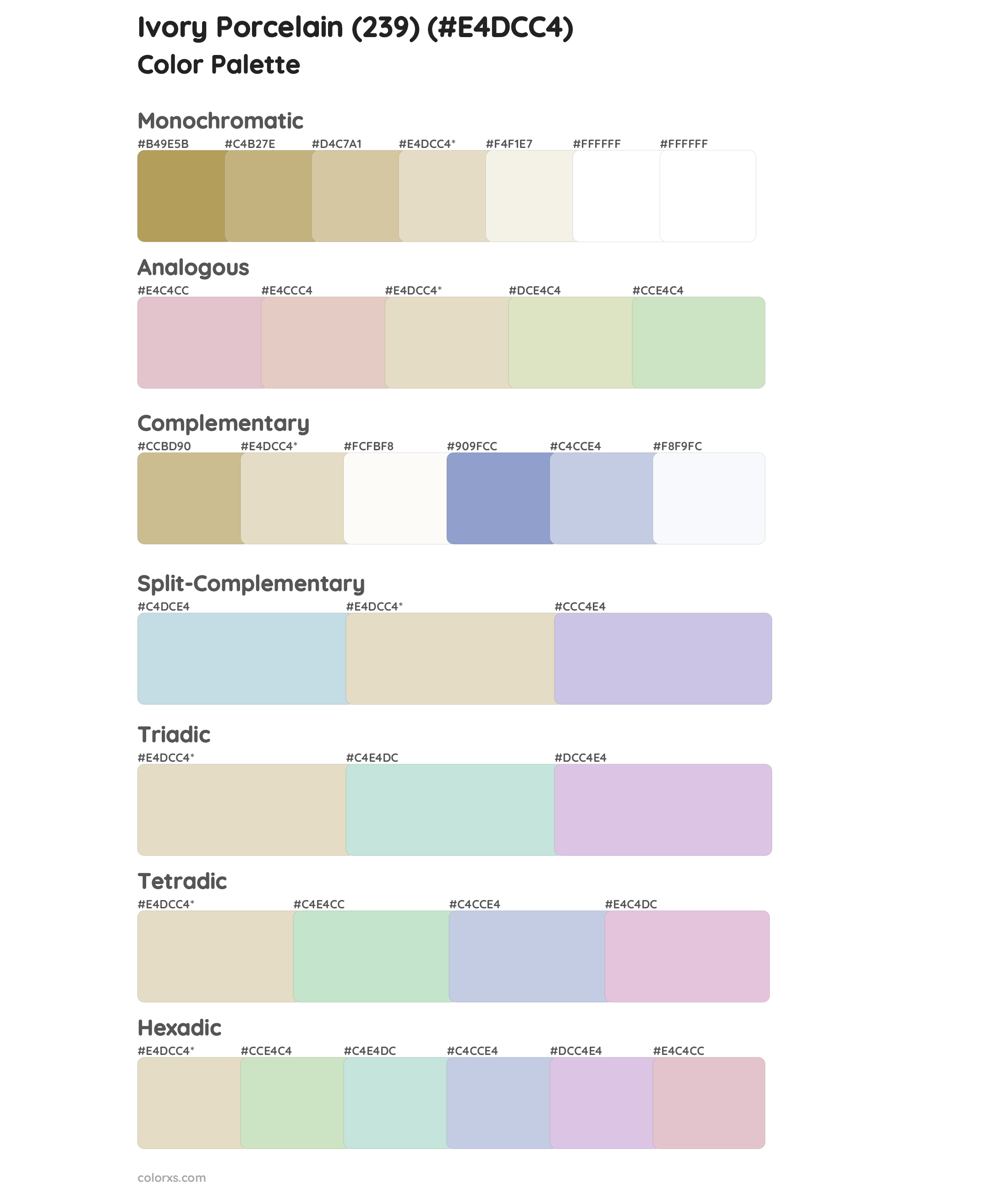 Ivory Porcelain (239) Color Scheme Palettes